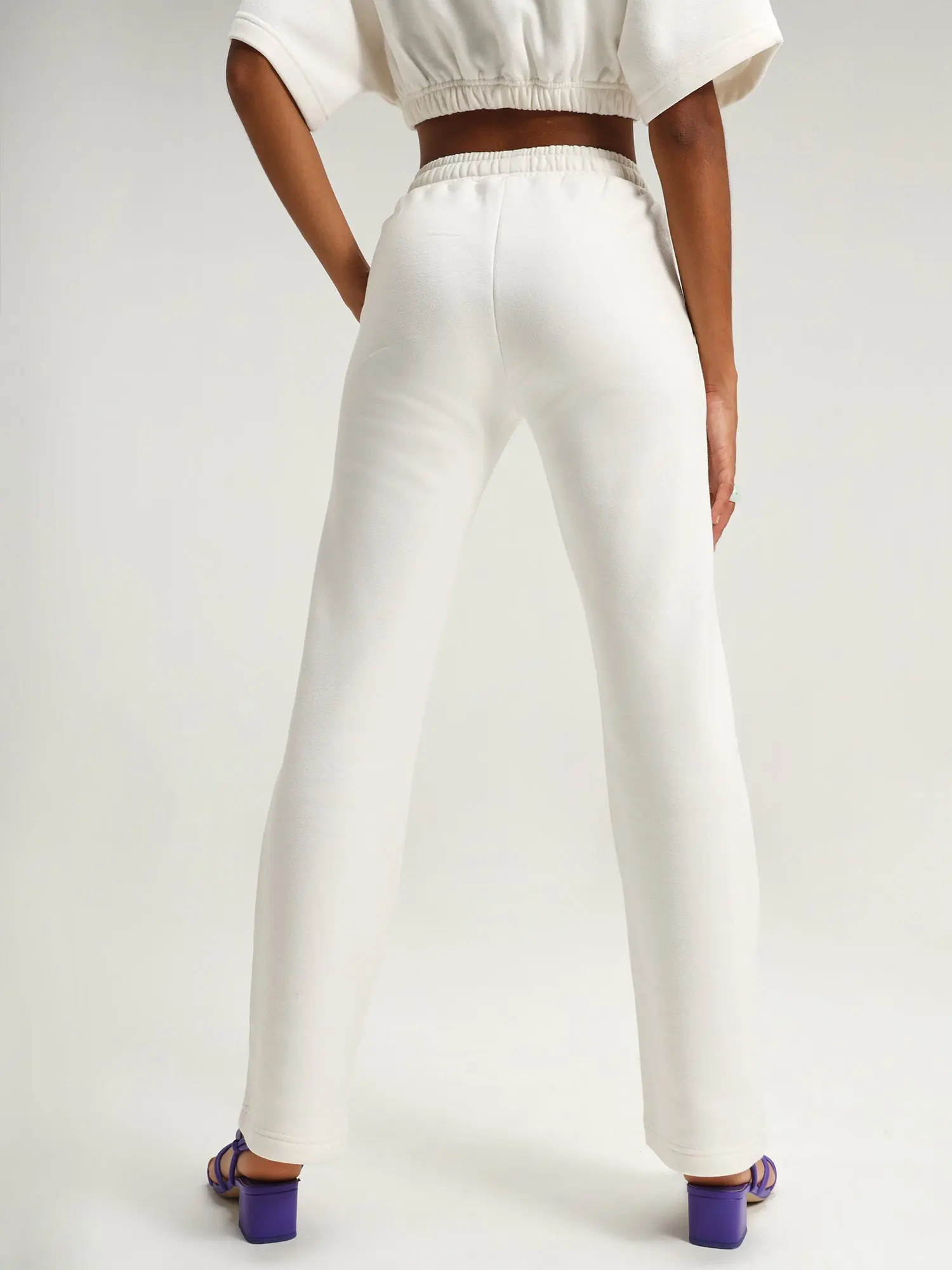 Arctic White Straight Leg Slit Joggers - Image 3