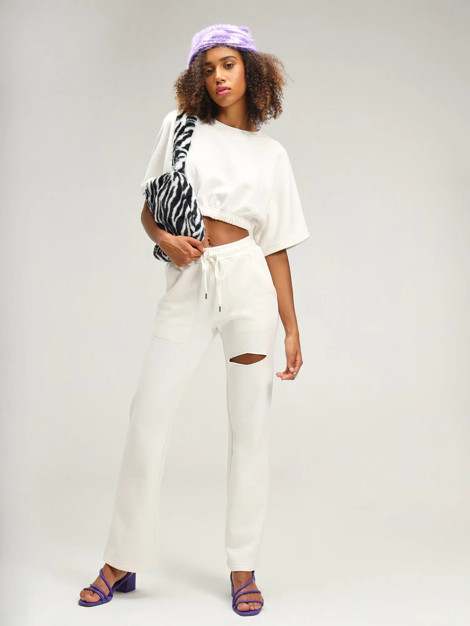 Arctic White Straight Leg Slit Joggers - Image 4