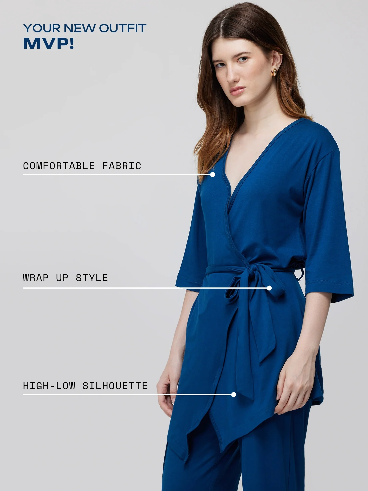 Blue Ease Wrap Top - Image 4