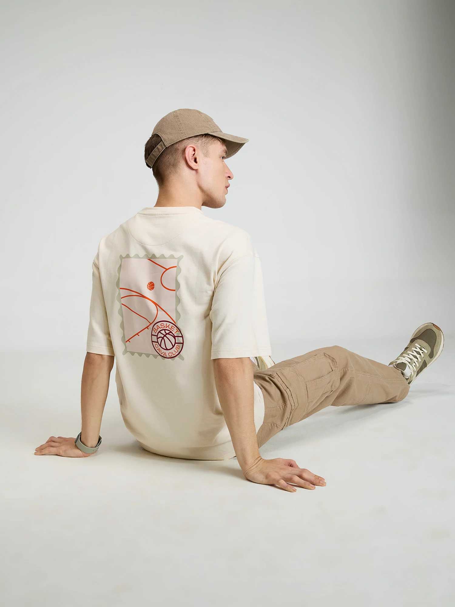 Beige Certified Hoopers Oversized Printed Tee - Men - Image 2