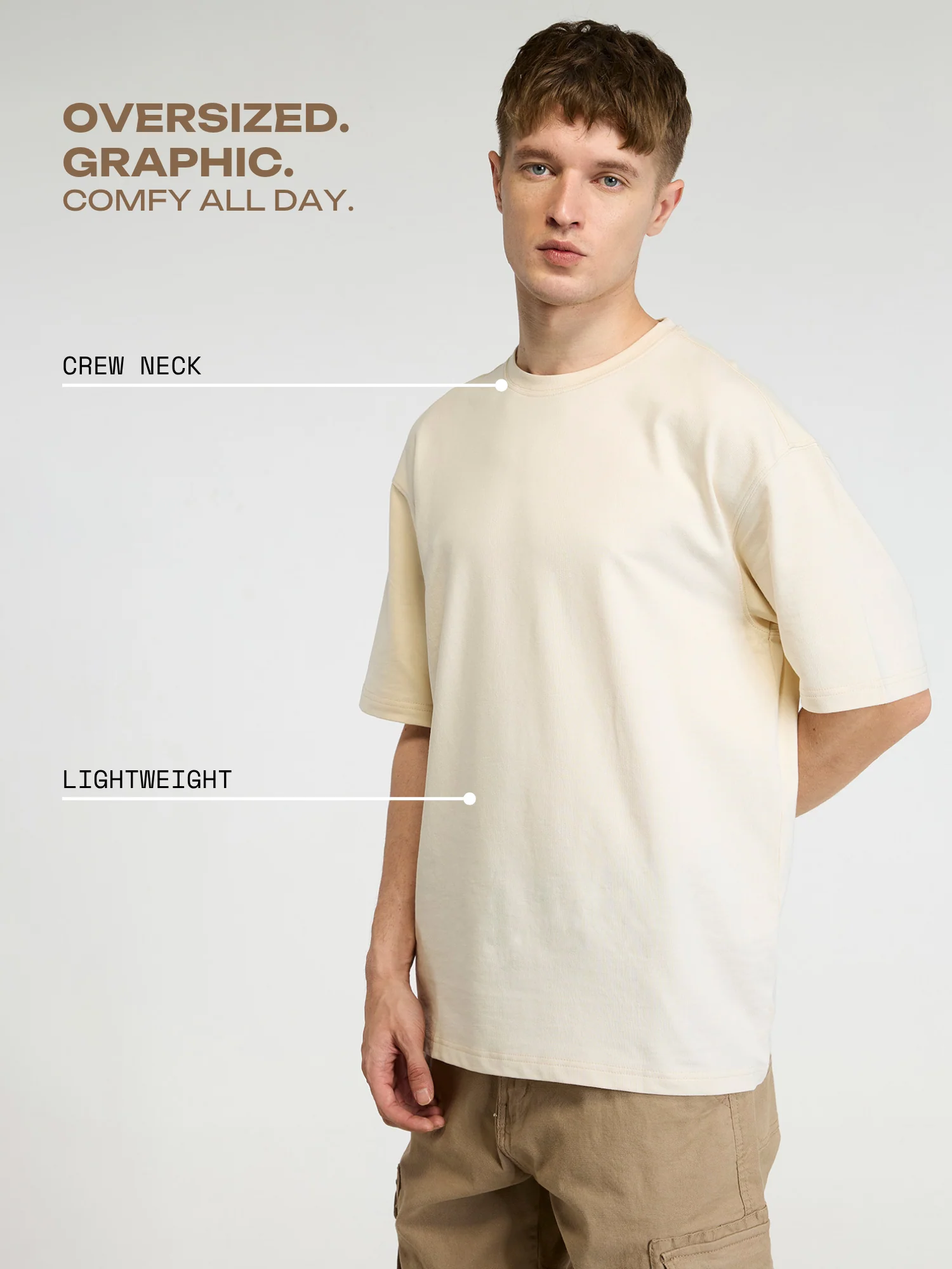 Beige Certified Hoopers Oversized Printed Tee - Men - Image 3