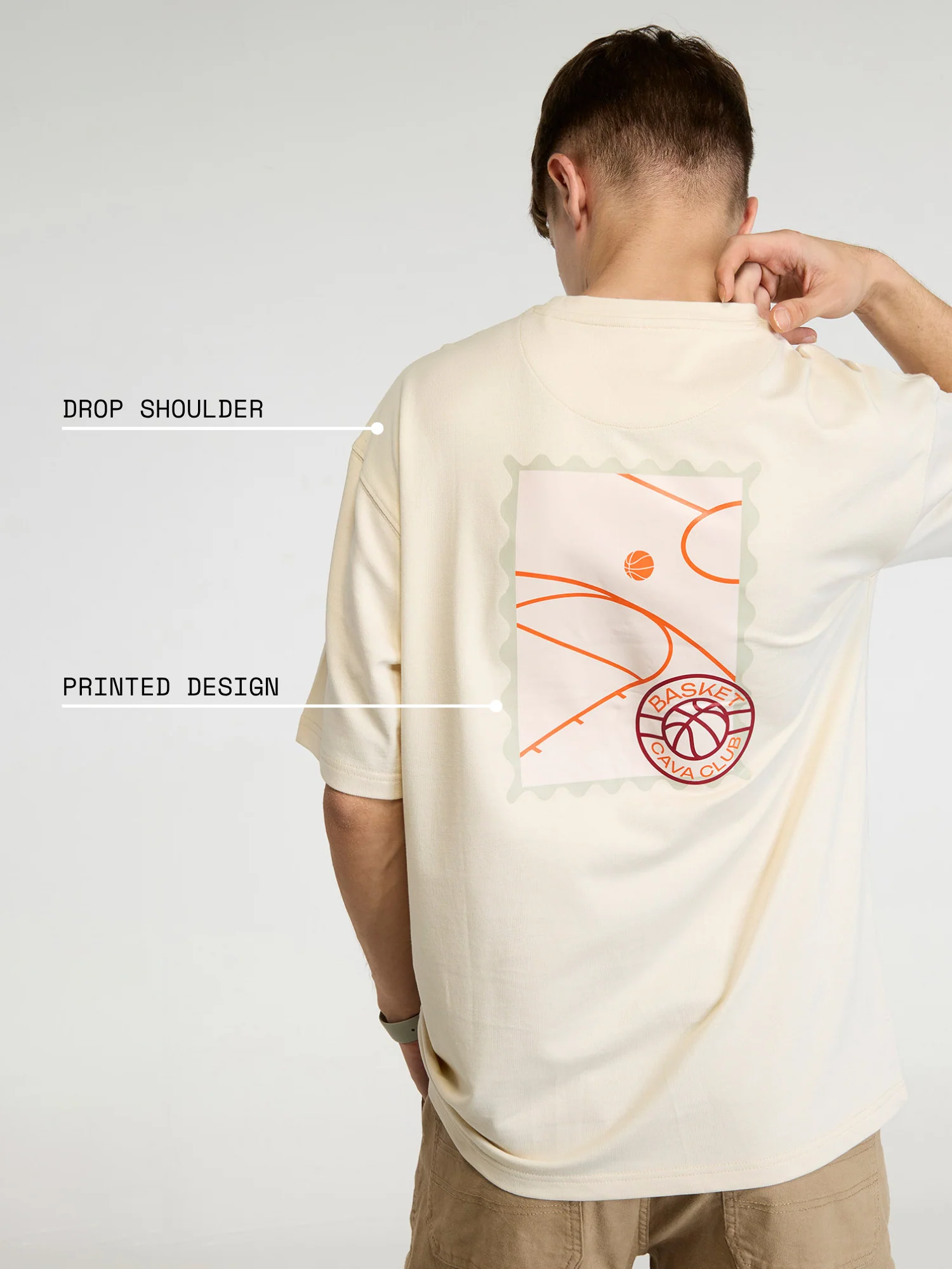Beige Certified Hoopers Oversized Printed Tee - Men - Image 4