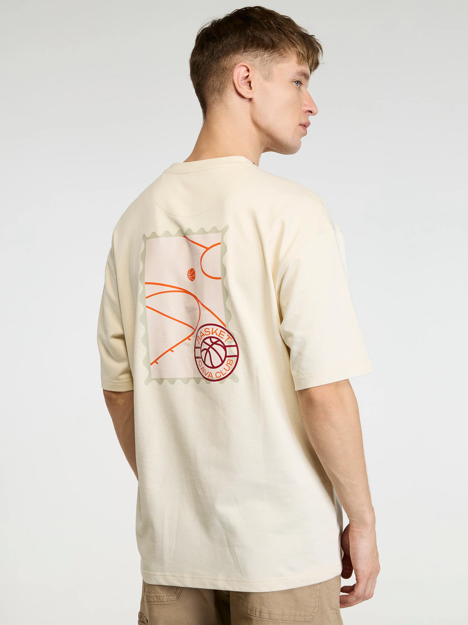 Beige Certified Hoopers Oversized Printed Tee - Men - Image 6