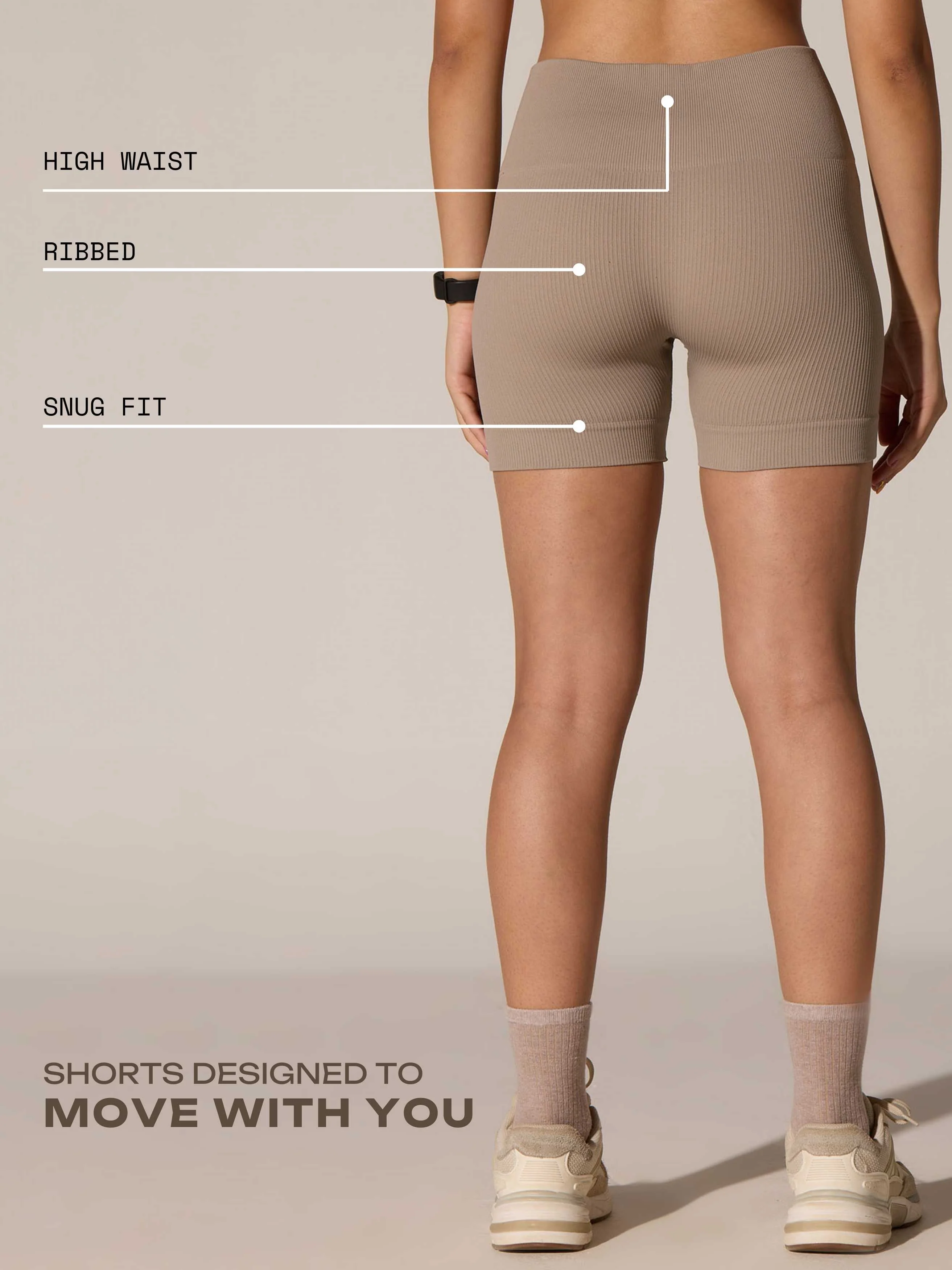 Taupe Seamless Booty Shorts - Image 5