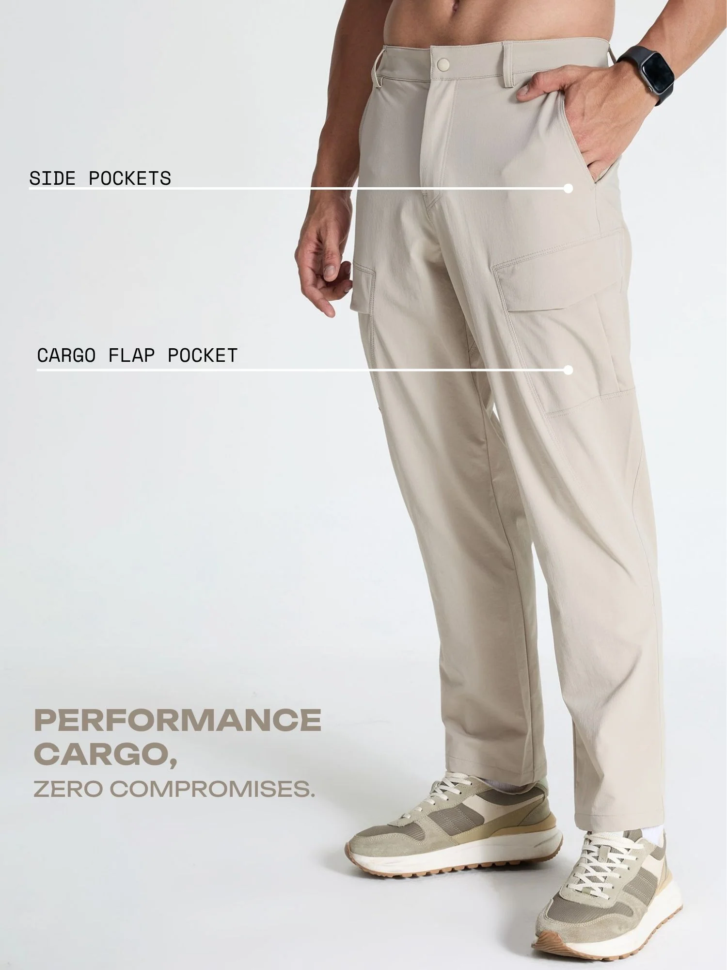 Beige Stride Cargo Pants - Image 3