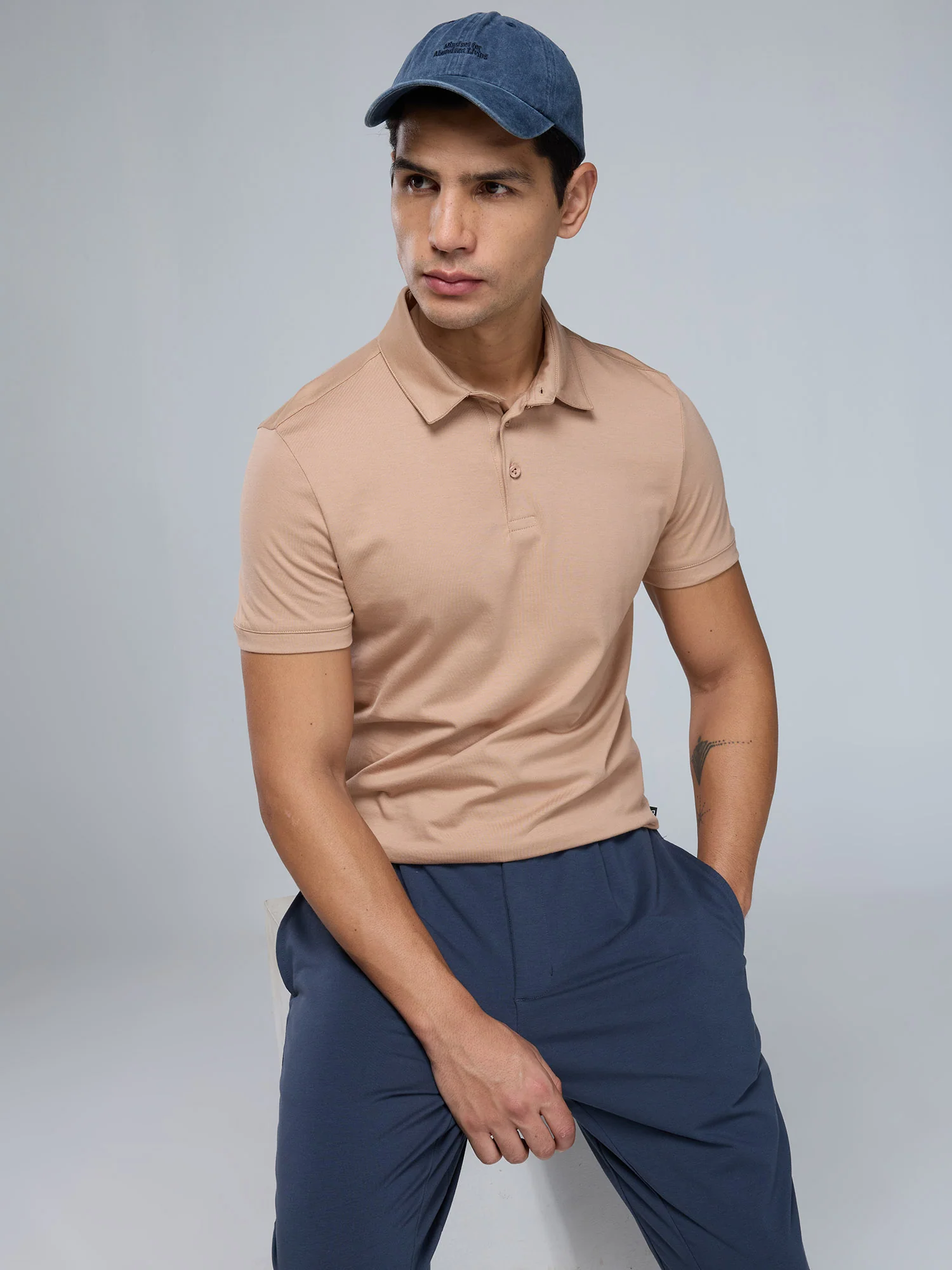 Beige Supima Polo T-shirt - Regular Fit - Image 11