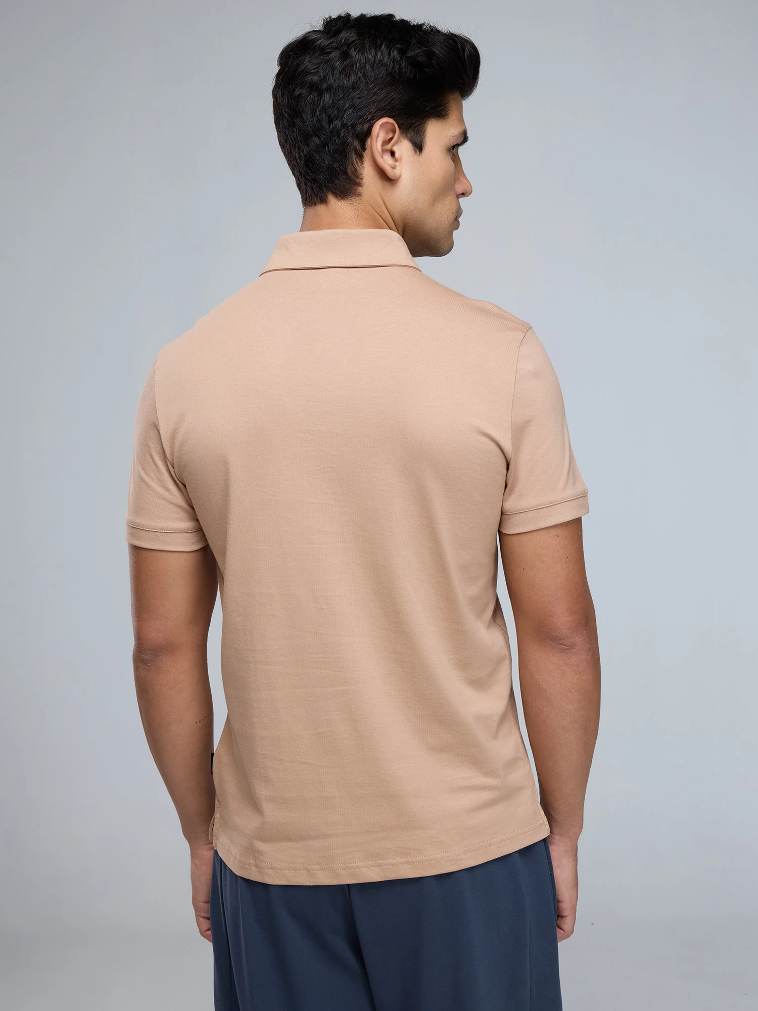 Beige Supima Polo T-shirt - Regular Fit - Image 4