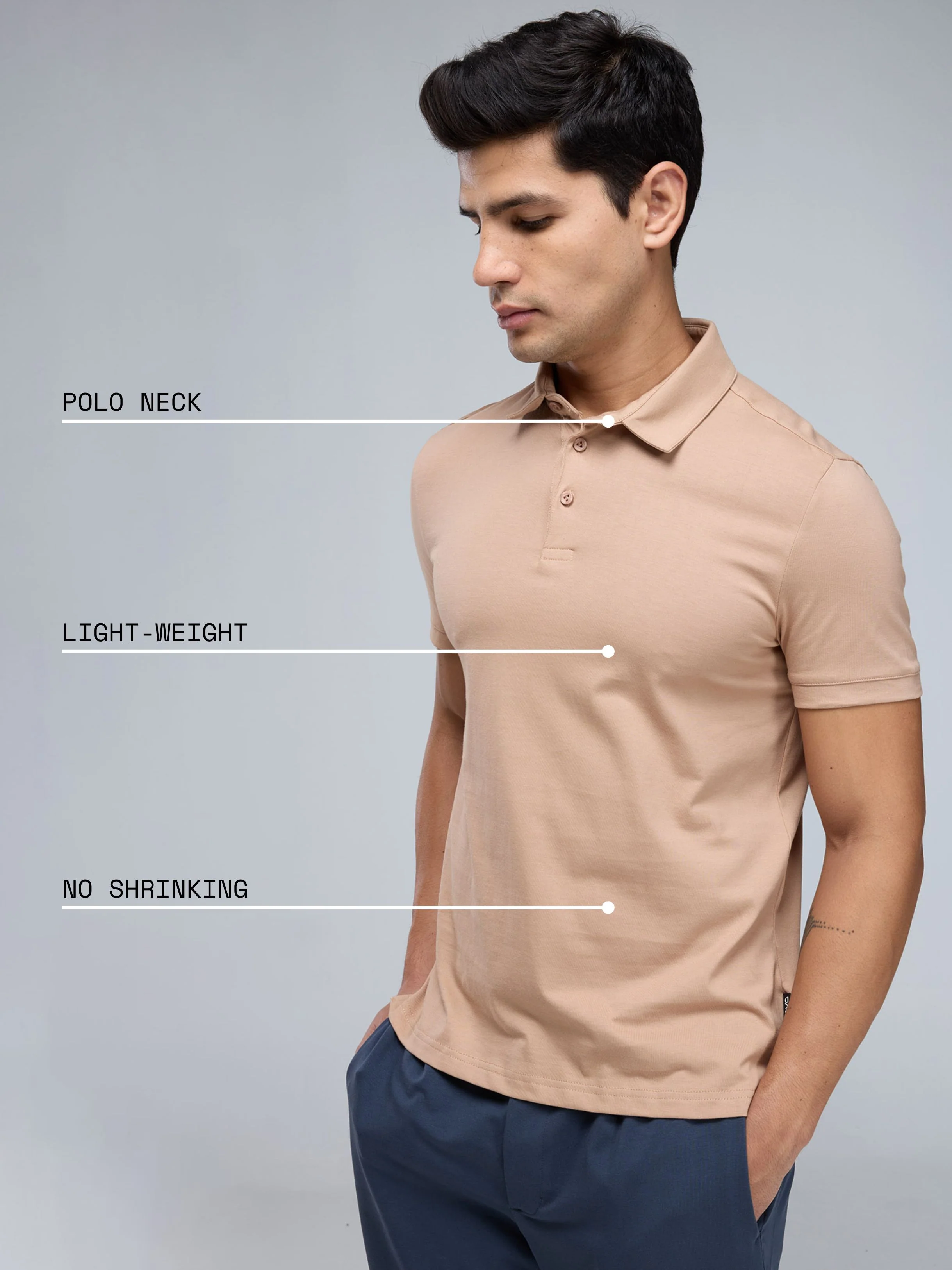 Beige Supima Polo T-shirt - Regular Fit - Image 6