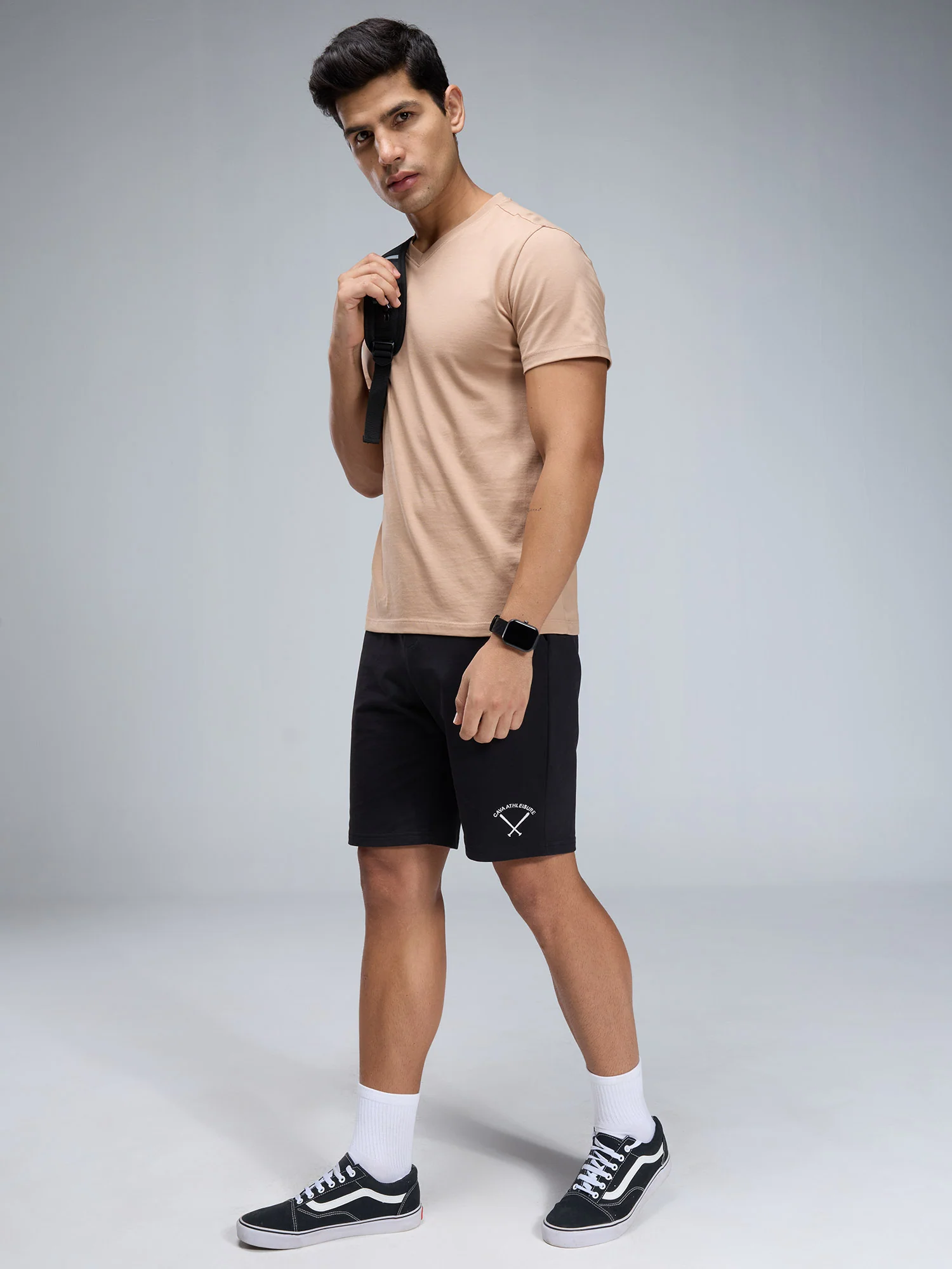 Beige Supima V Neck T-shirt - Regular Fit - Image 7