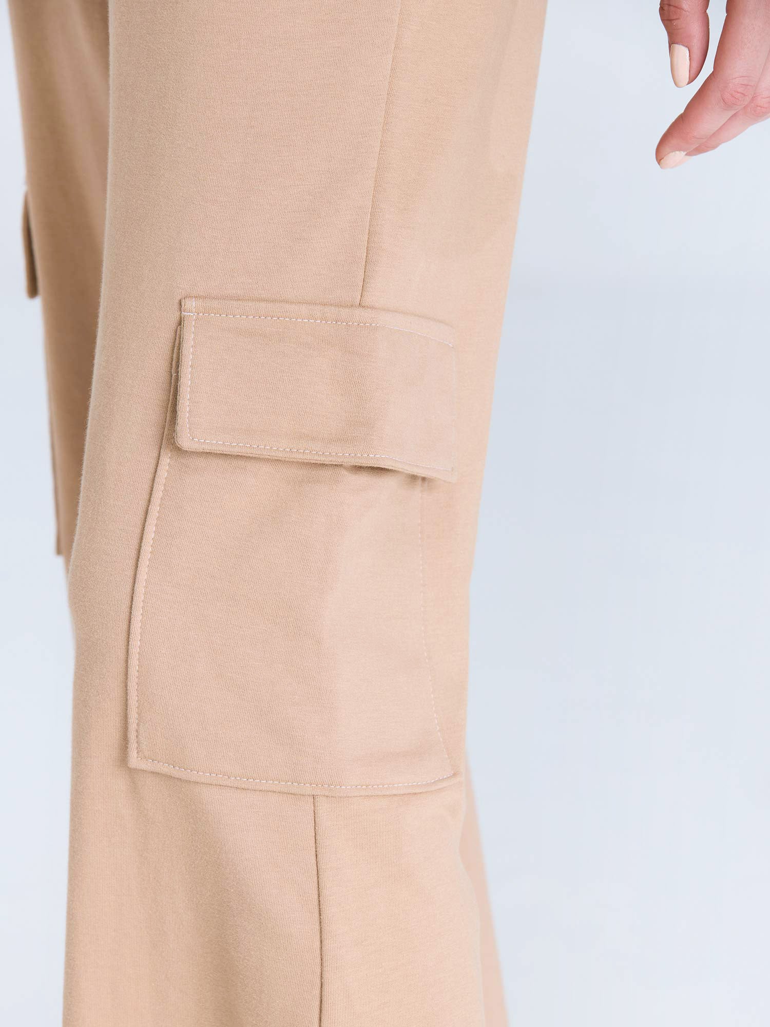 Beige Wide Cargo Joggers - Image 10