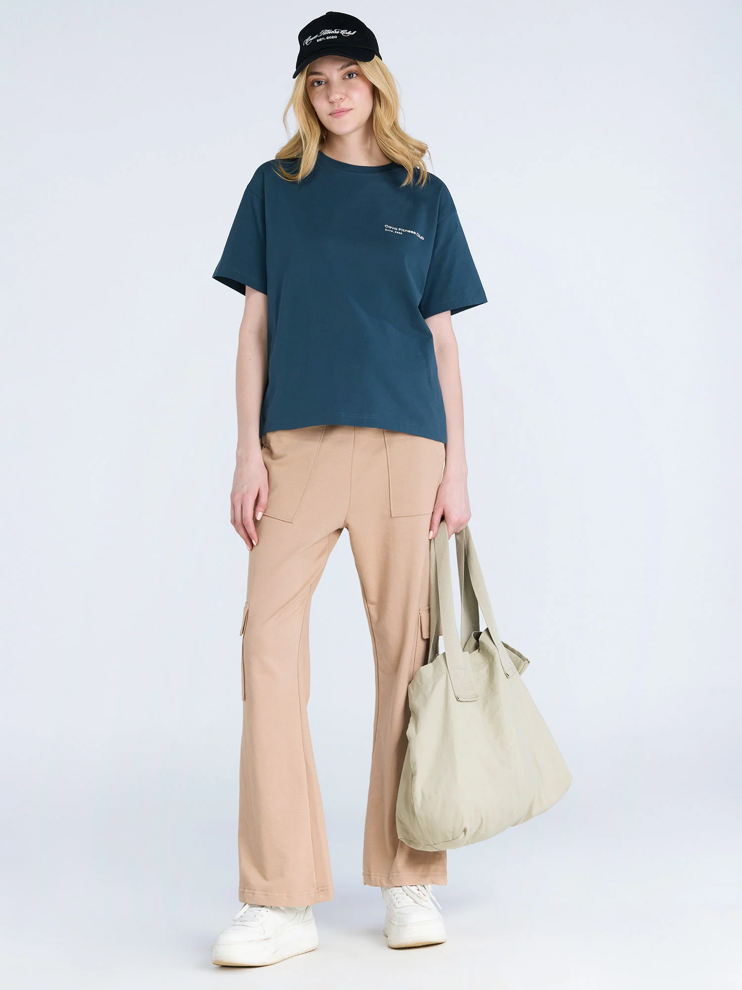 Beige Wide Cargo Joggers - Image 2