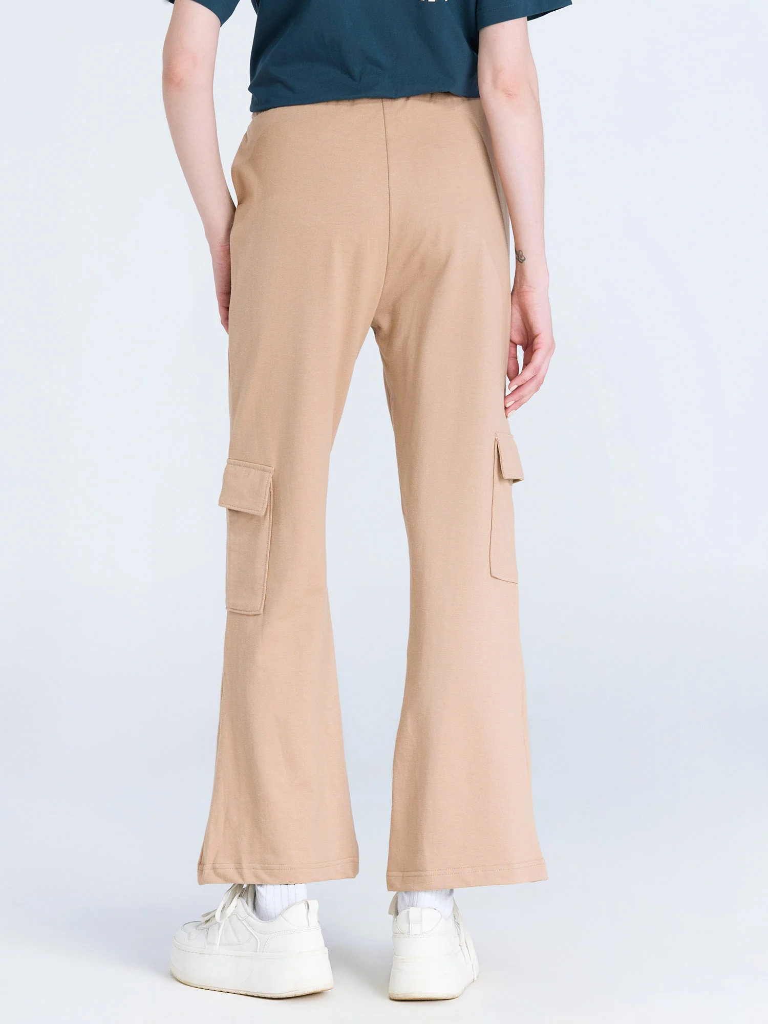 Beige Wide Cargo Joggers - Image 5