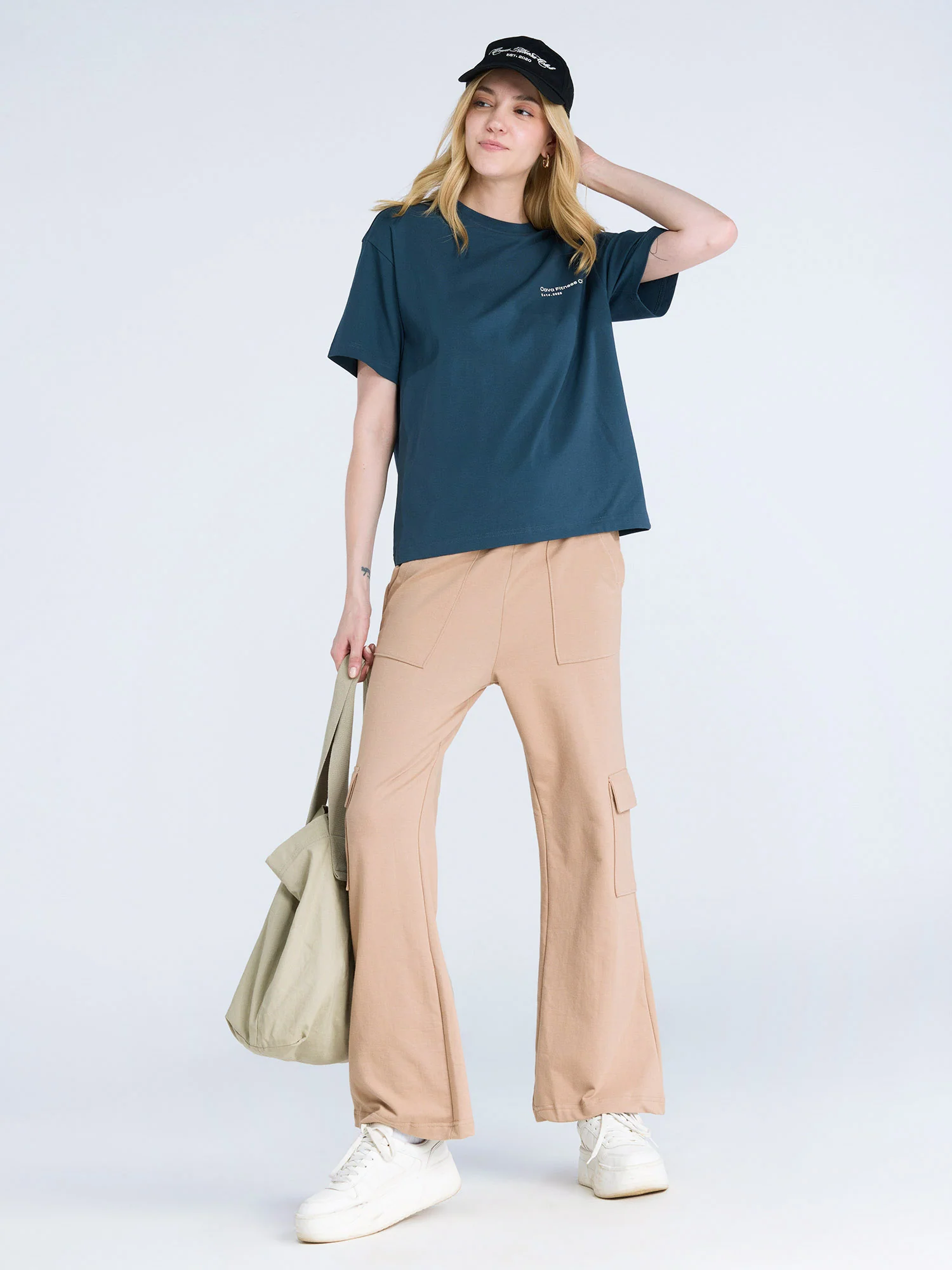 Beige Wide Cargo Joggers - Image 7