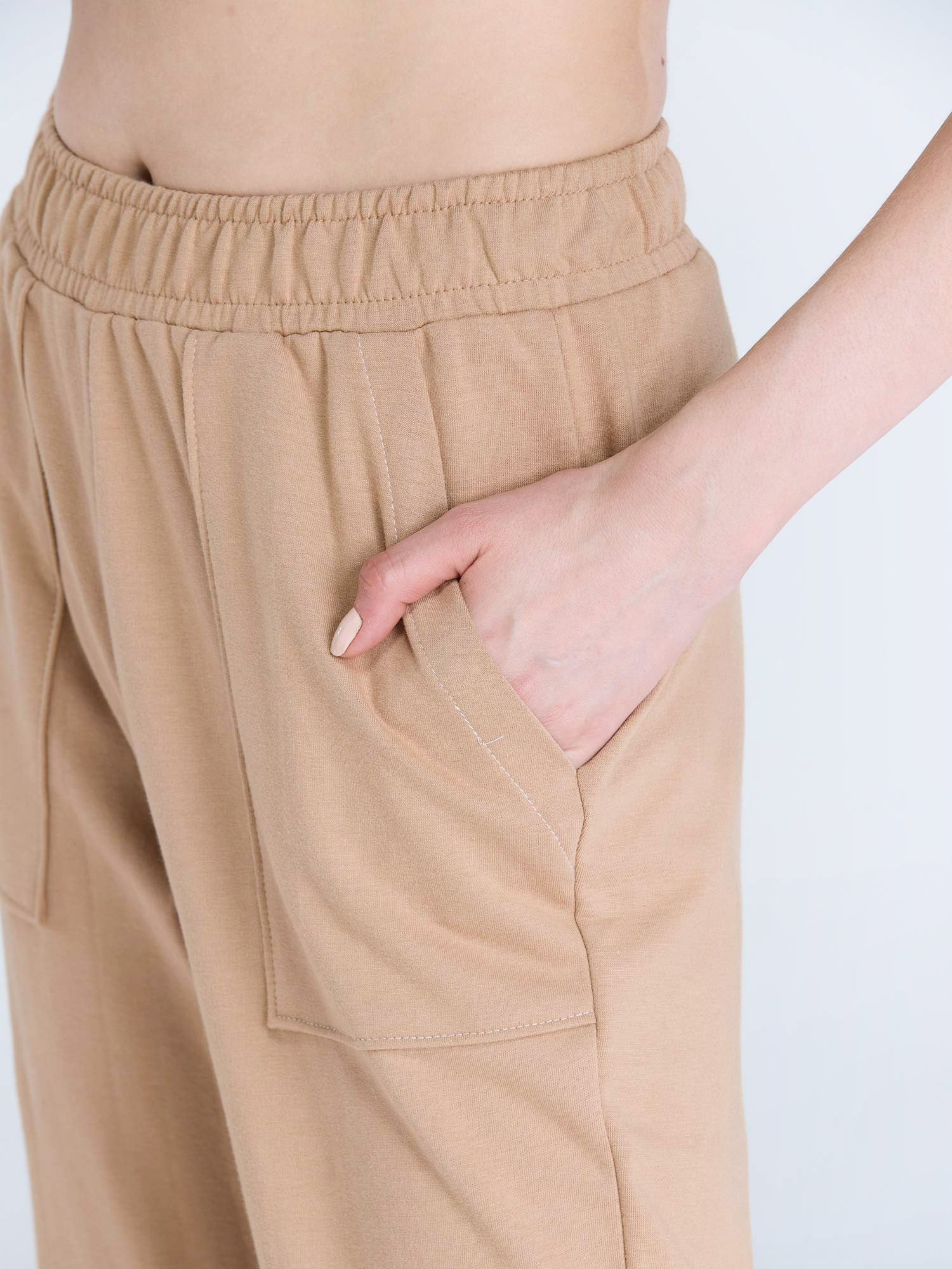 Beige Wide Cargo Joggers - Image 9
