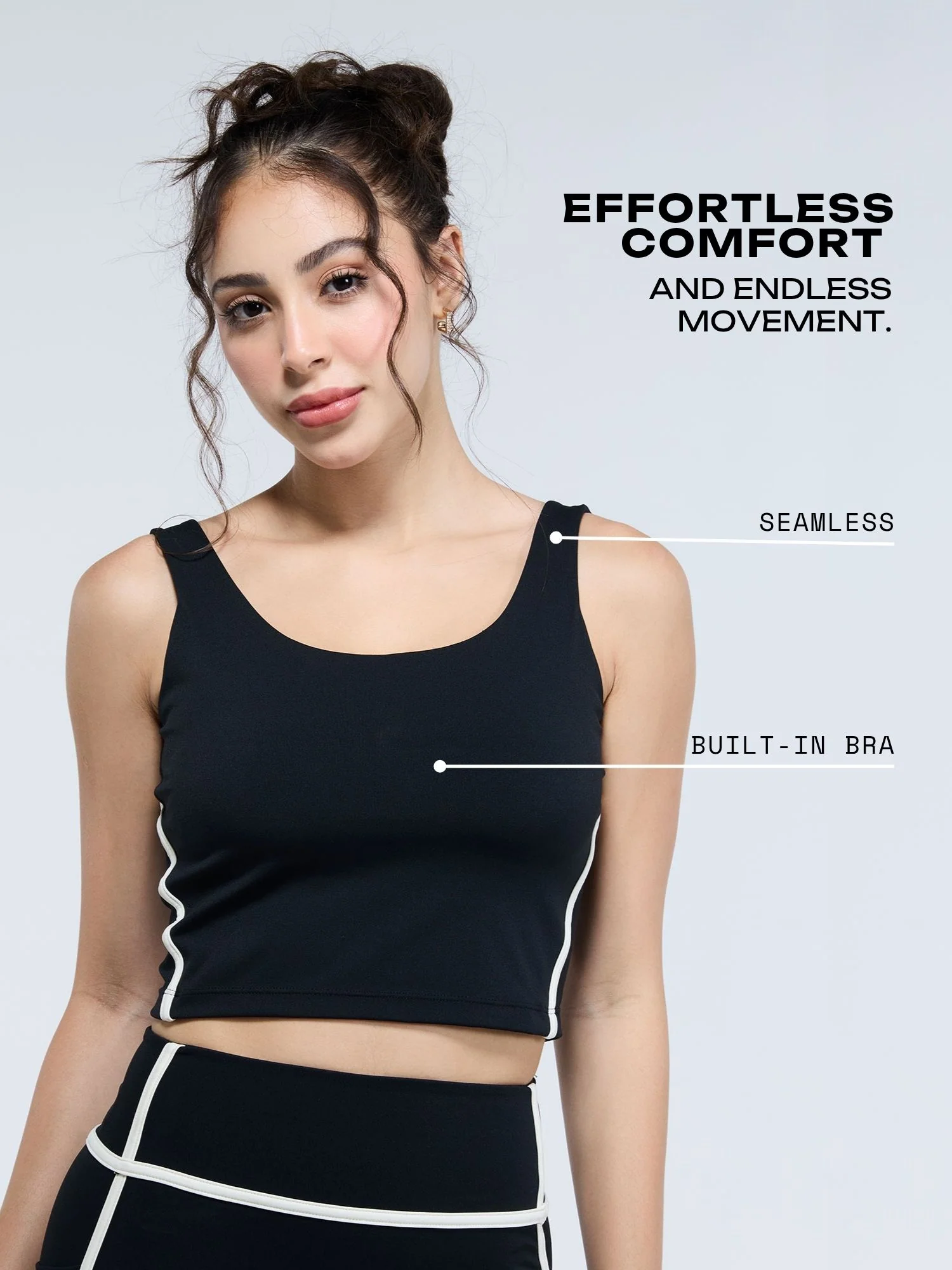 Black Aerial Contrast Crop Tank - Image 3
