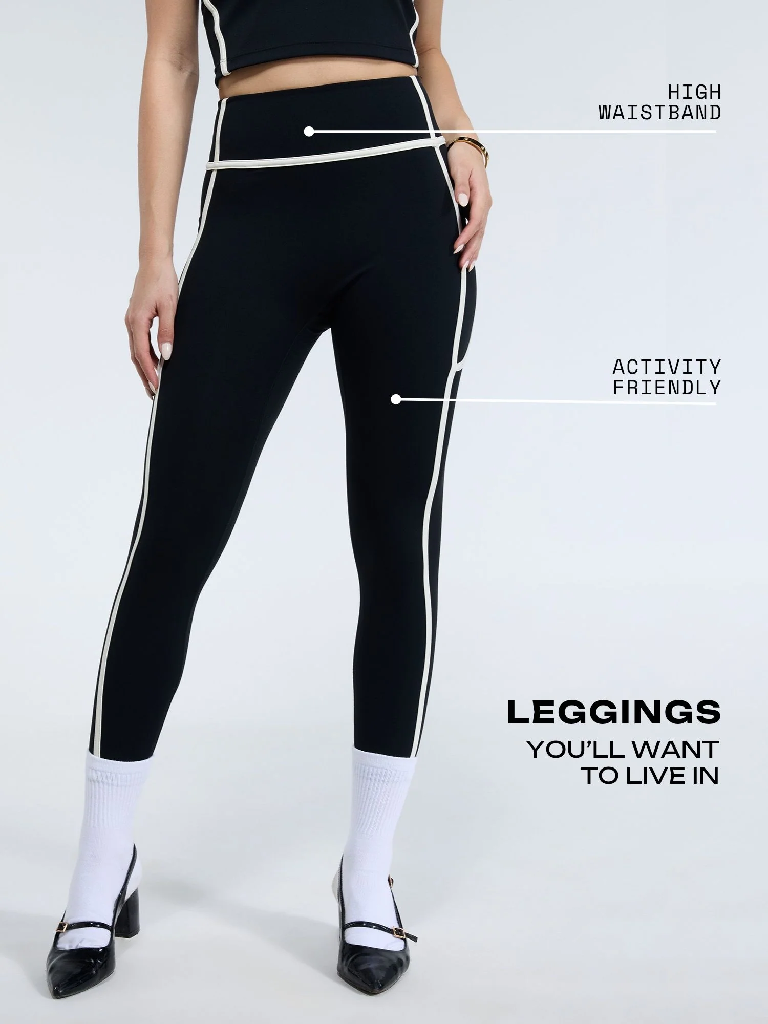 Black Aerial Contrast Leggings - Image 4