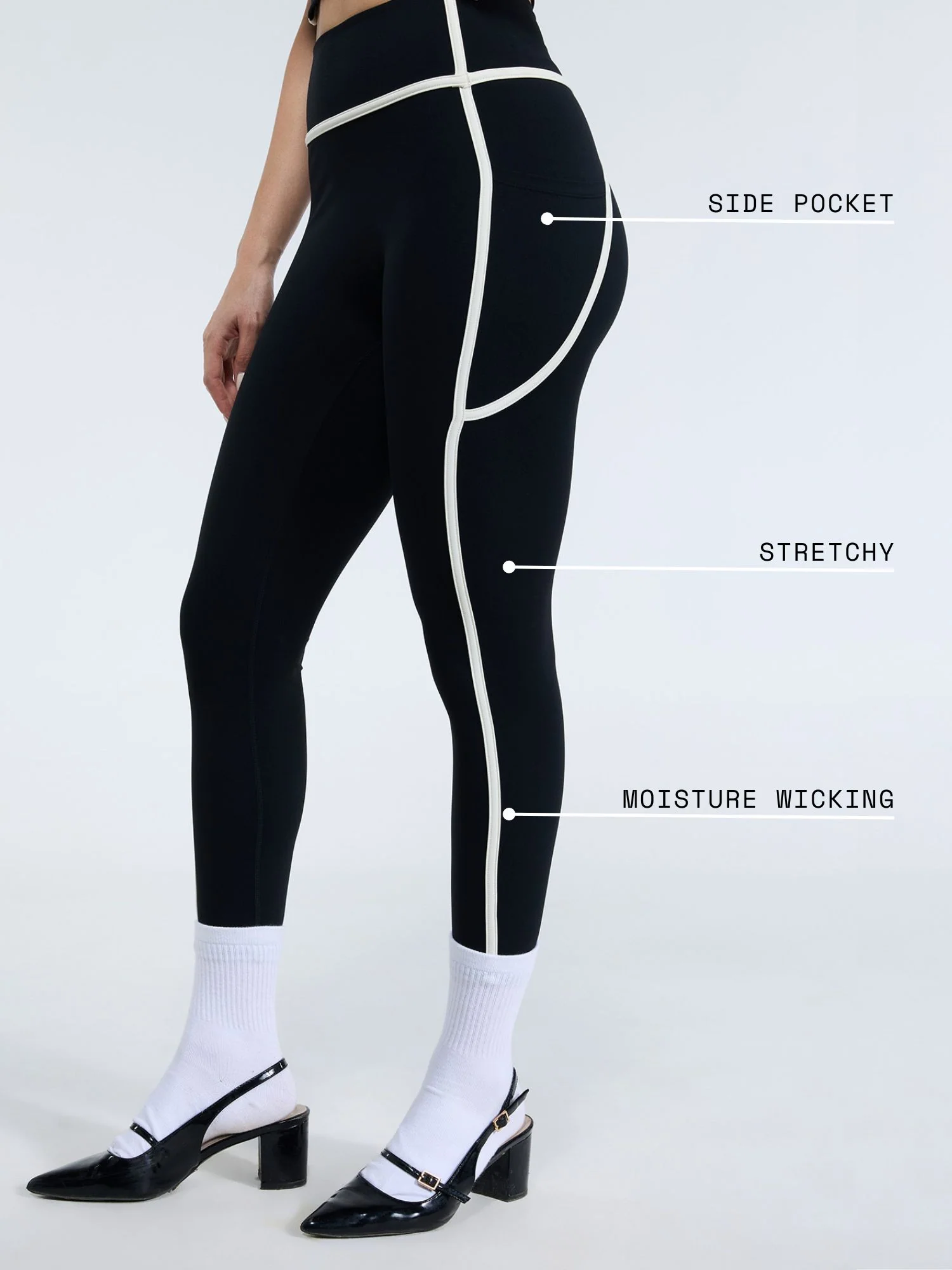 Black Aerial Contrast Leggings - Image 5