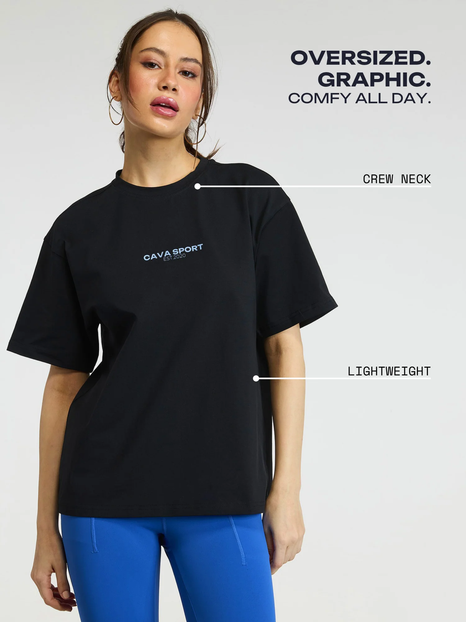 Black Cava Sport Oversized Printed Tee - Women - Image 3
