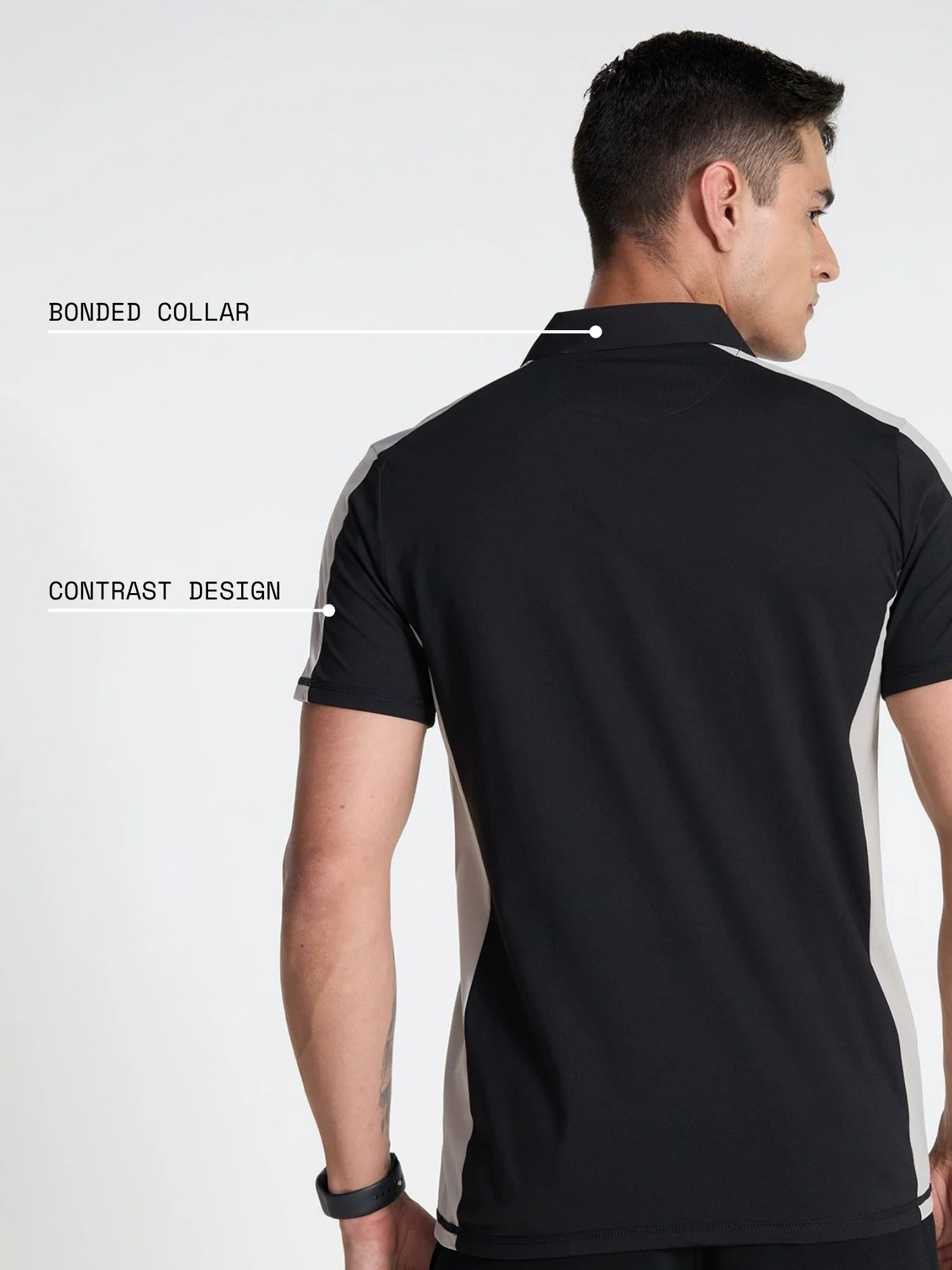 Black Contrast Bonded Polo - Image 4