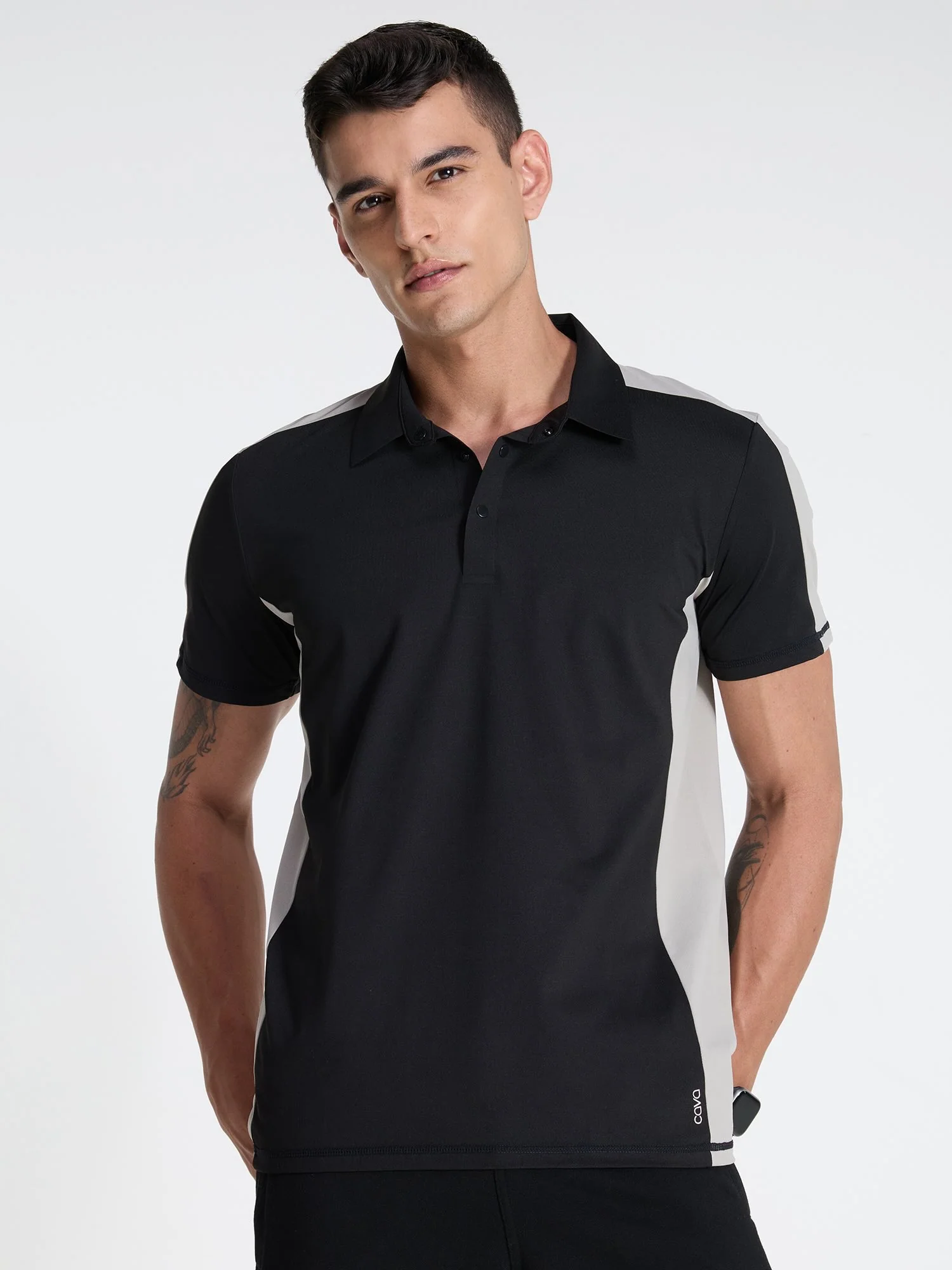 Black Contrast Bonded Polo - Image 5