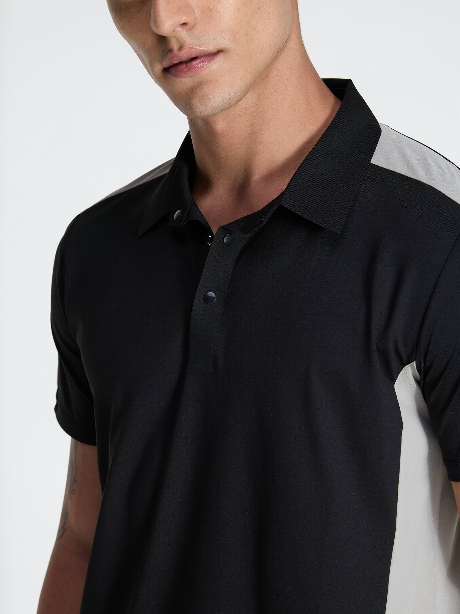 Black Contrast Bonded Polo - Image 6