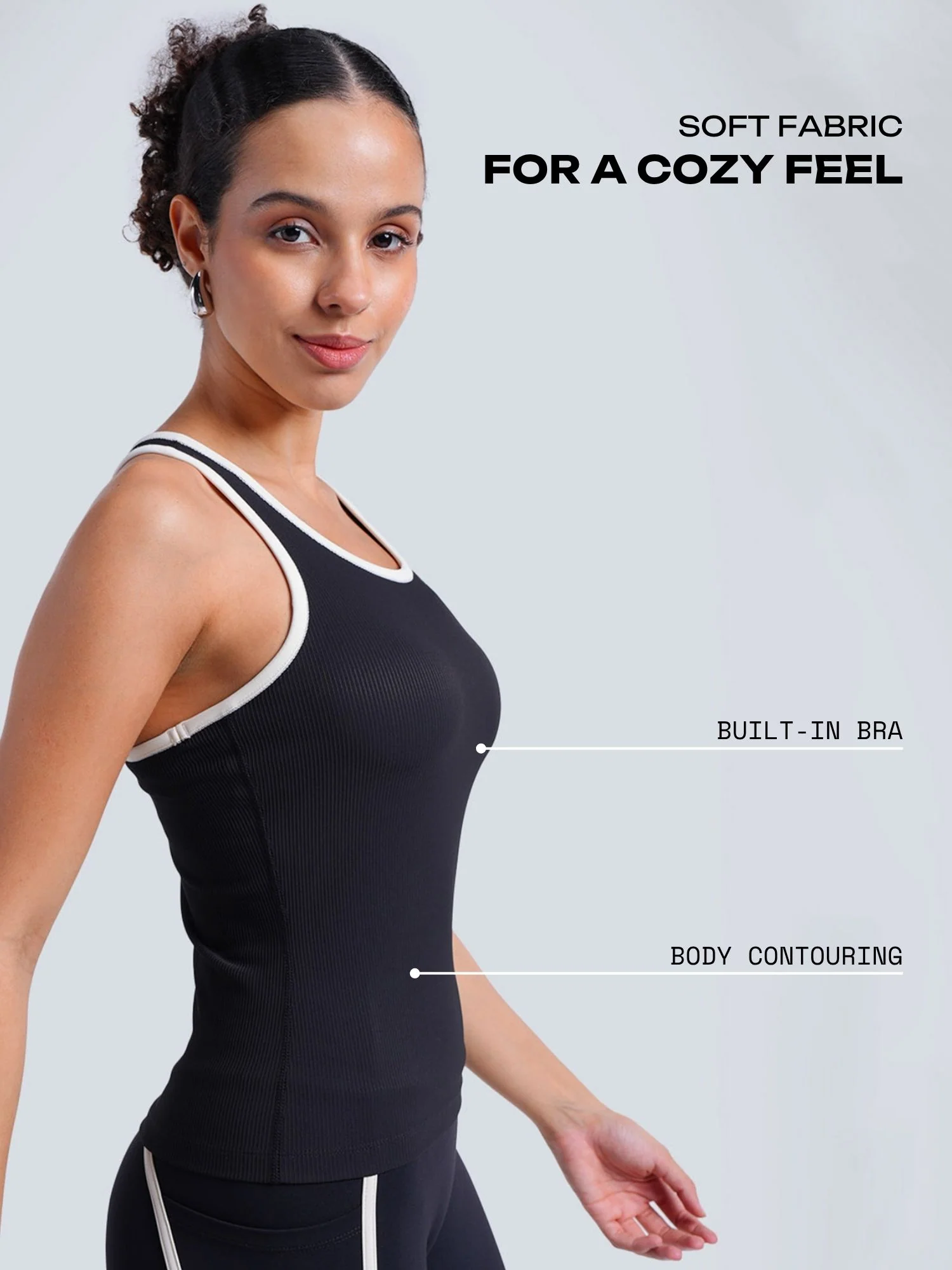 Black Contrast Tank Us Later Top - Image 3