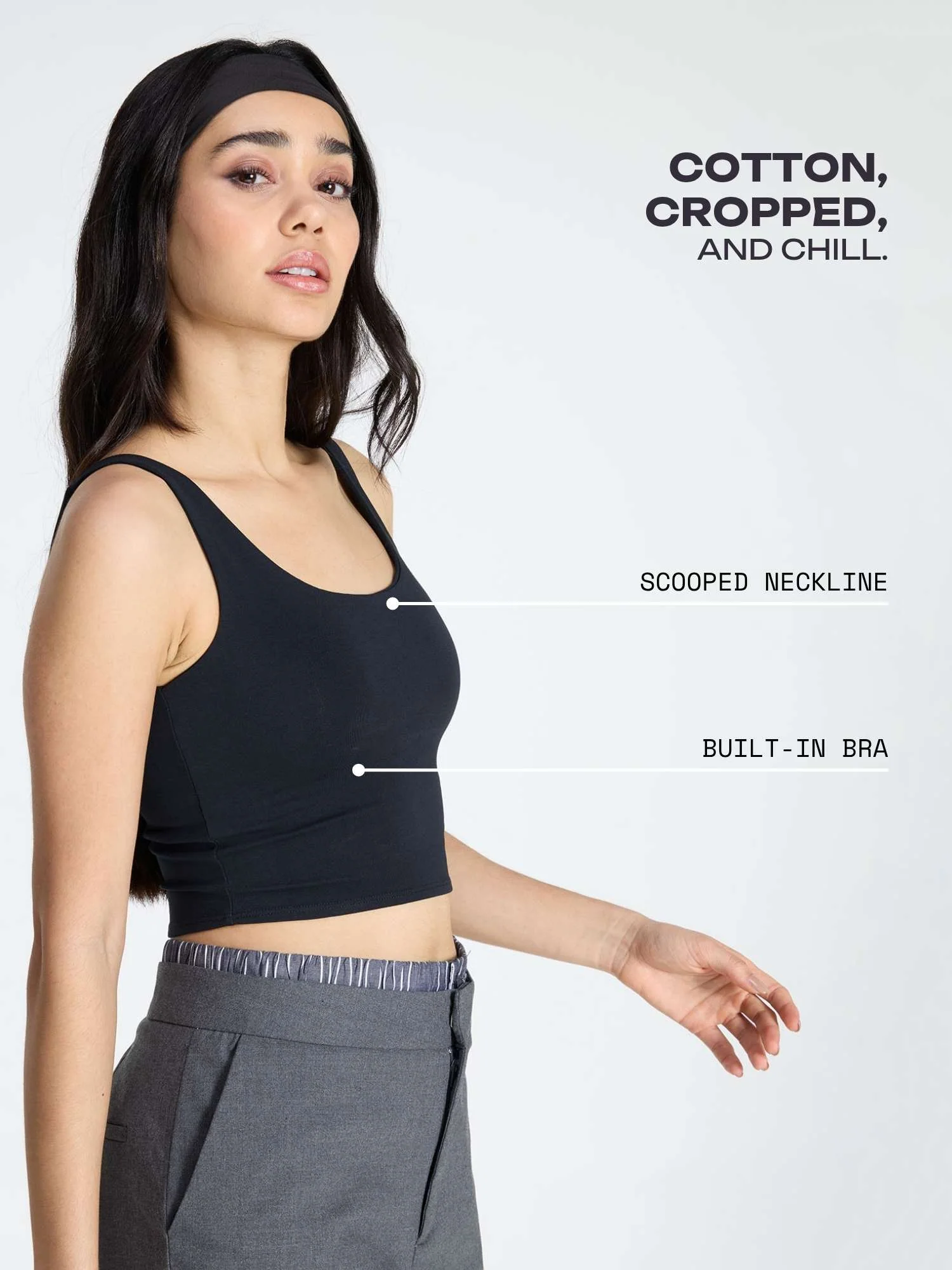 Black Cotton Scoop Tank - Image 3