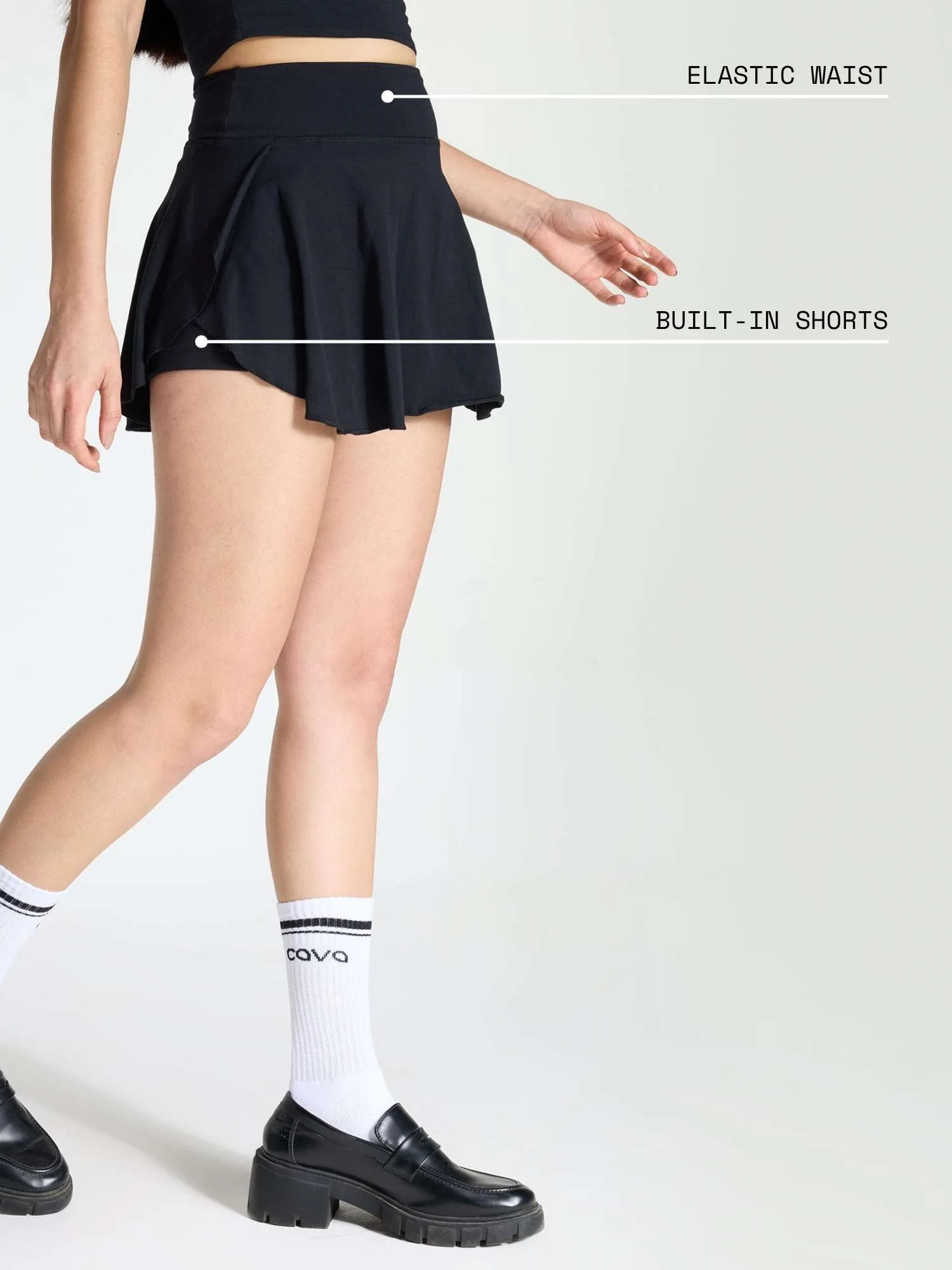 Black Cotton Twirl Skorts - Image 4