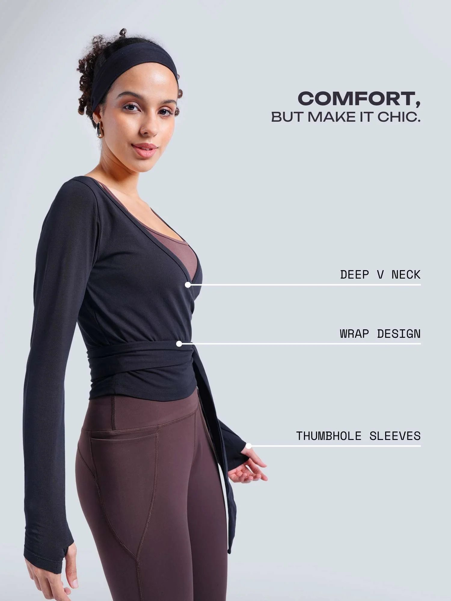 Black Cotton Wrap Top - Image 3