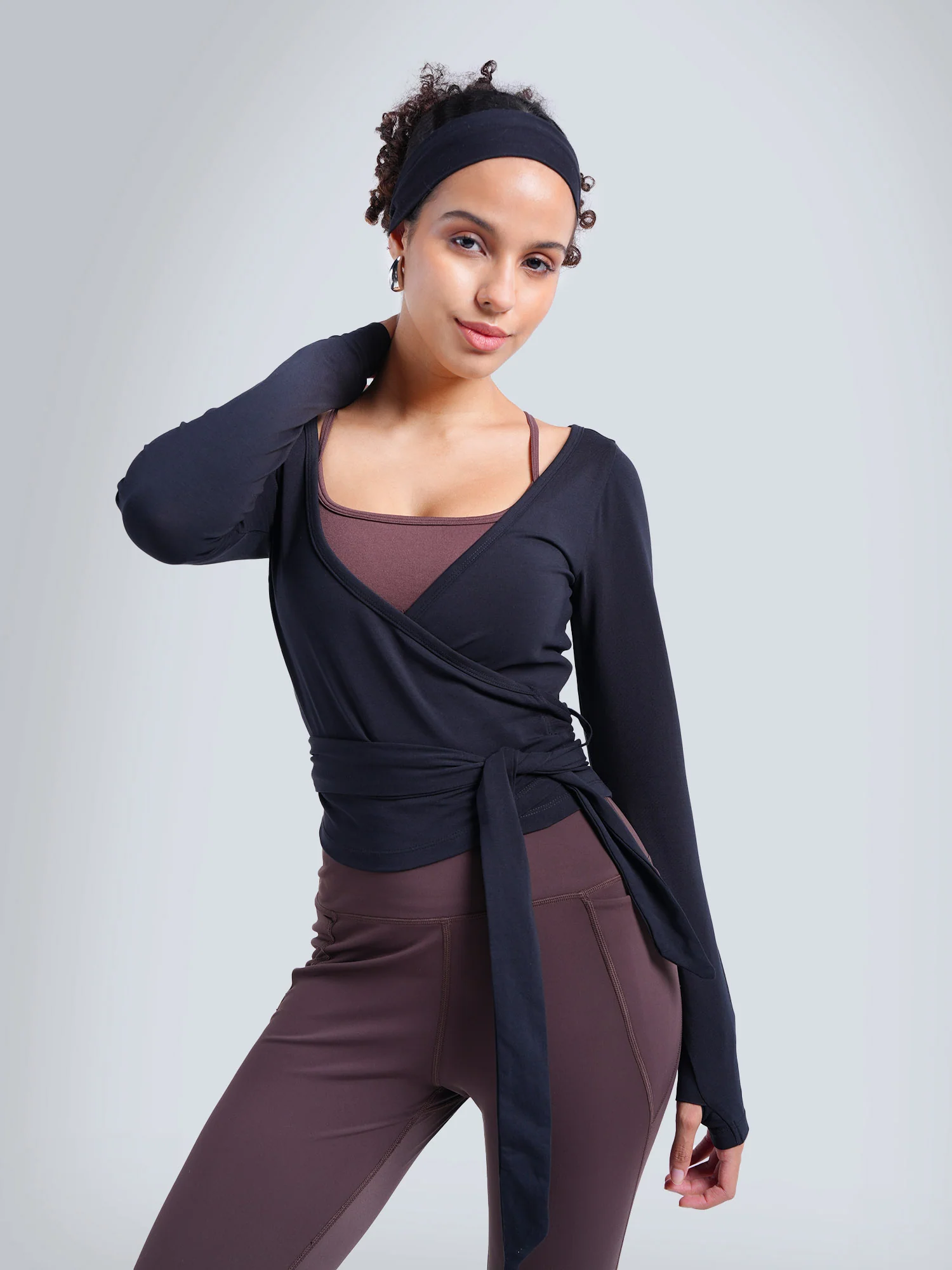 Black Cotton Wrap Top - Image 5