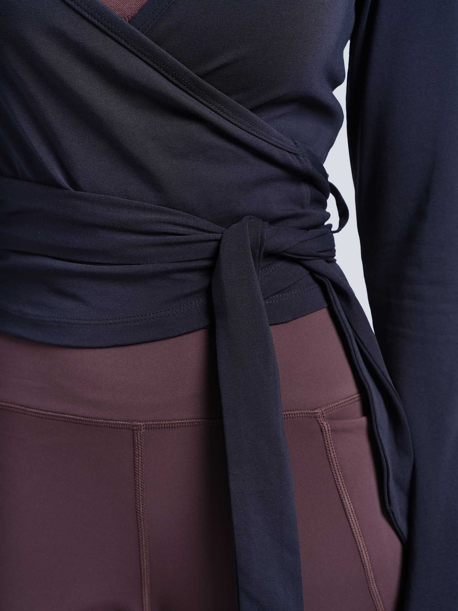 Black Cotton Wrap Top - Image 6