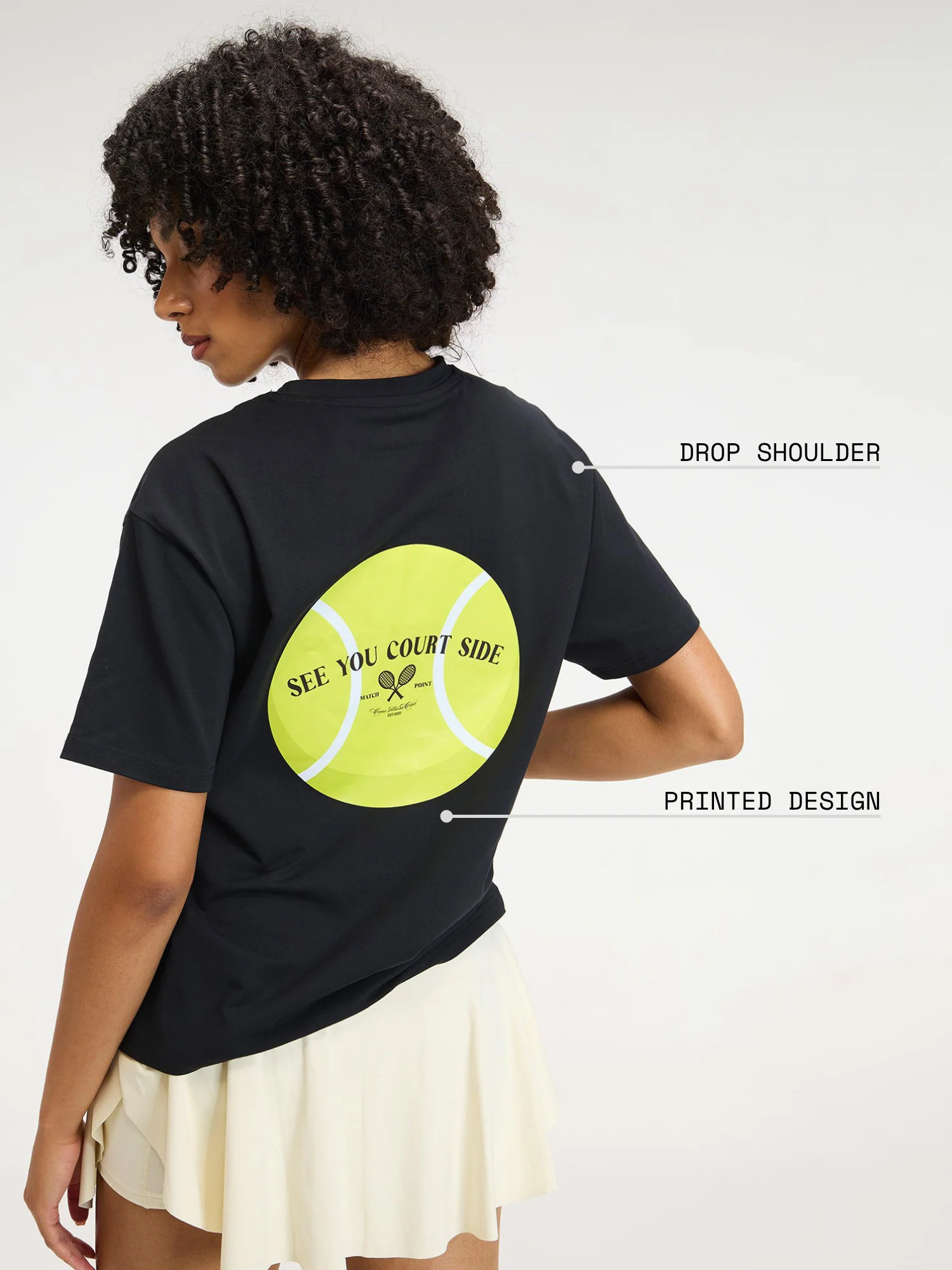 Black Courtside Oversized Printed Tee - Women - Image 4