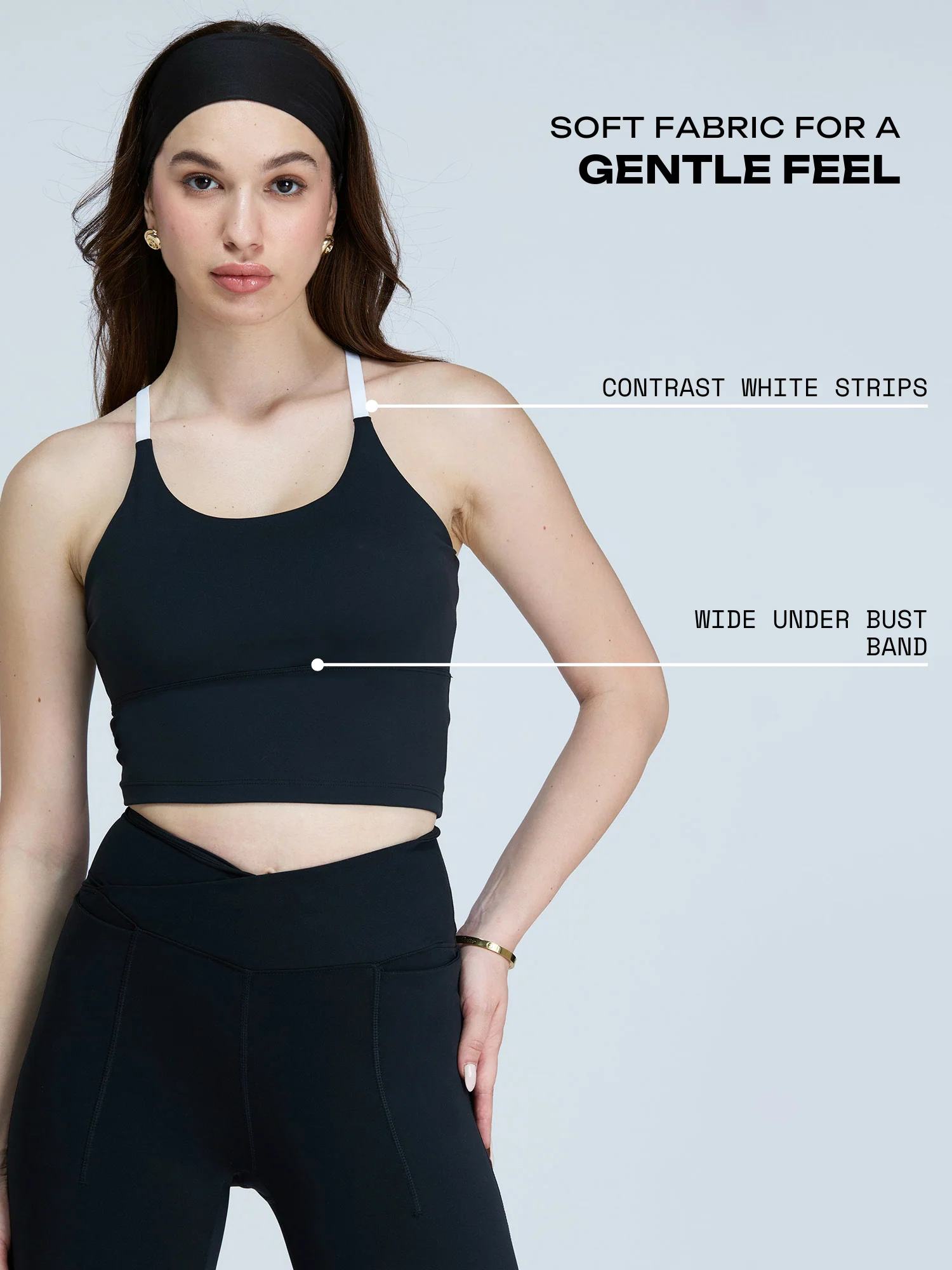 Black Cross Back Sports Bra - Image 3