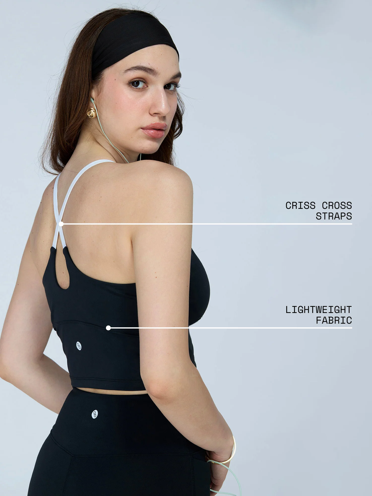 Black Cross Back Sports Bra - Image 4