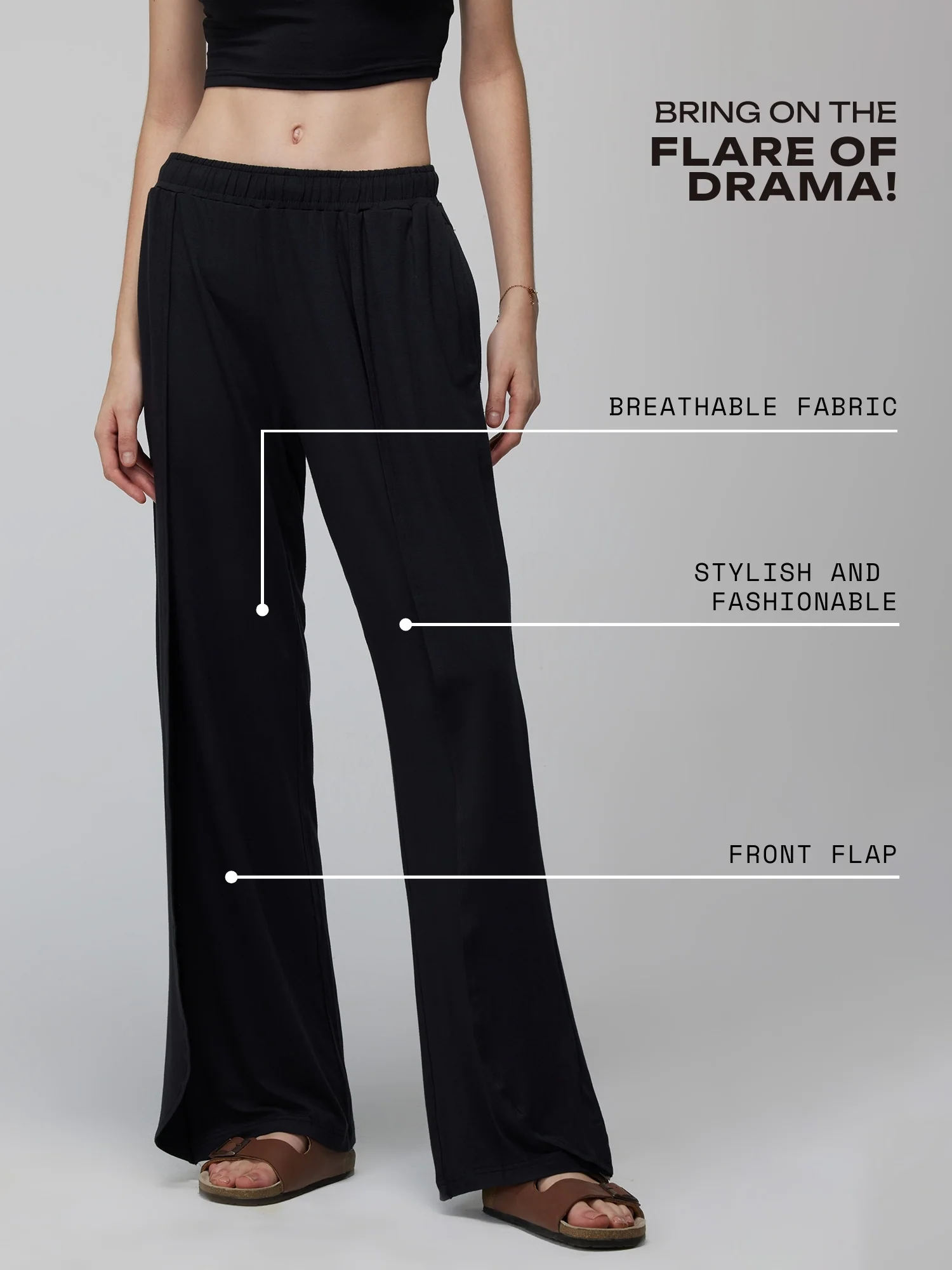 Black Ease Flare Pants - Image 4