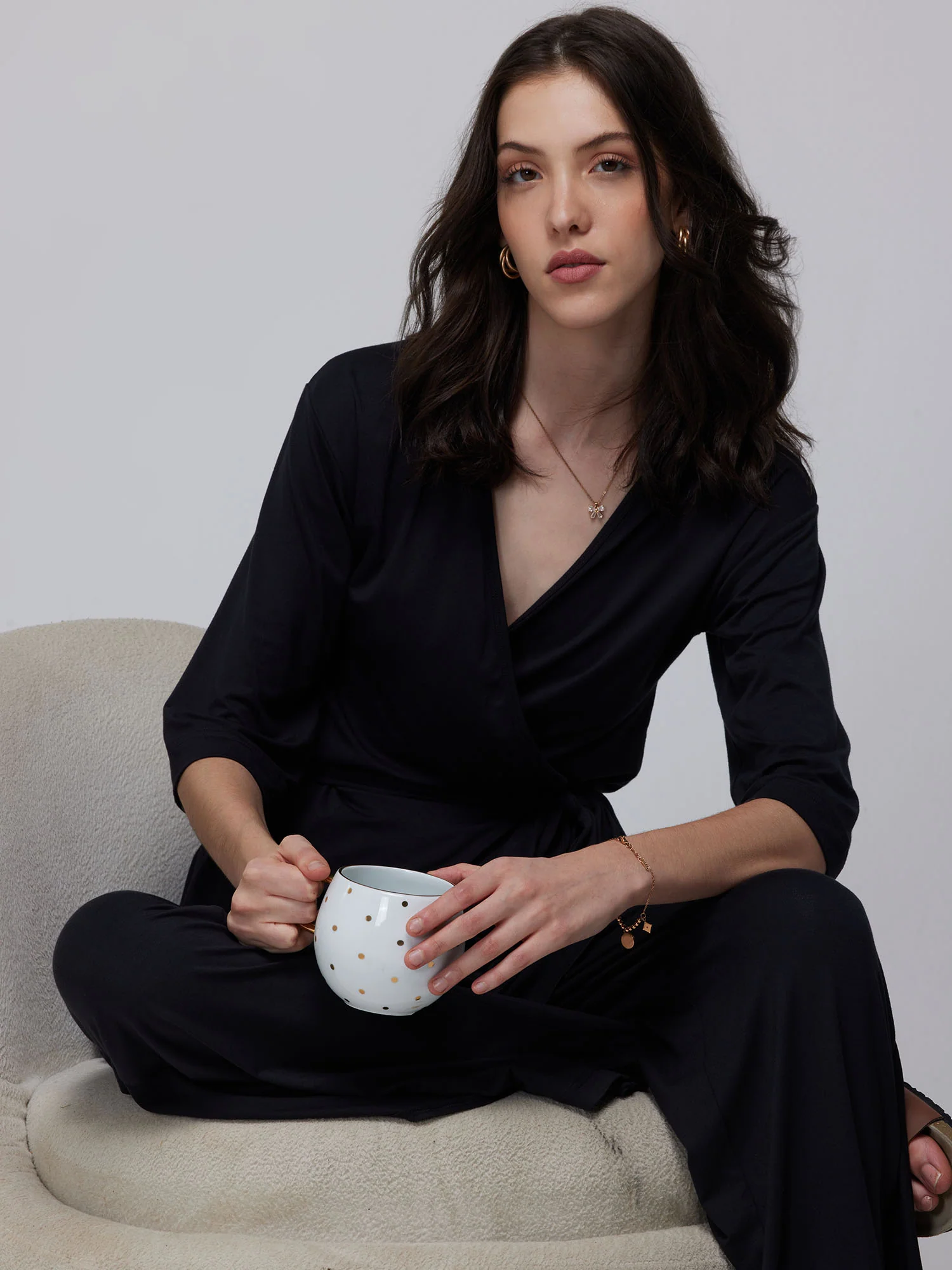 Black Ease Wrap Top - Image 10