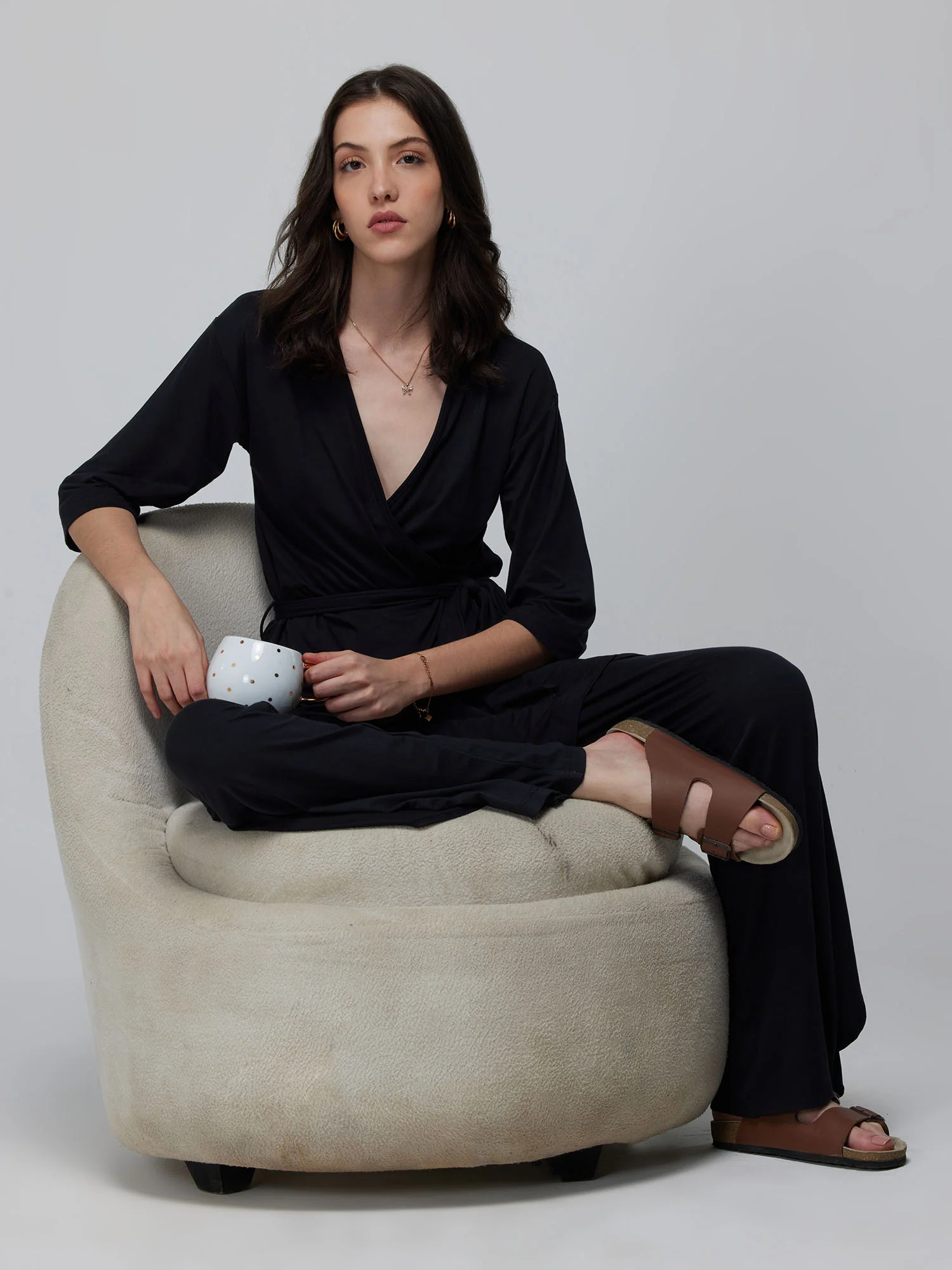 Black Ease Wrap Top - Image 3
