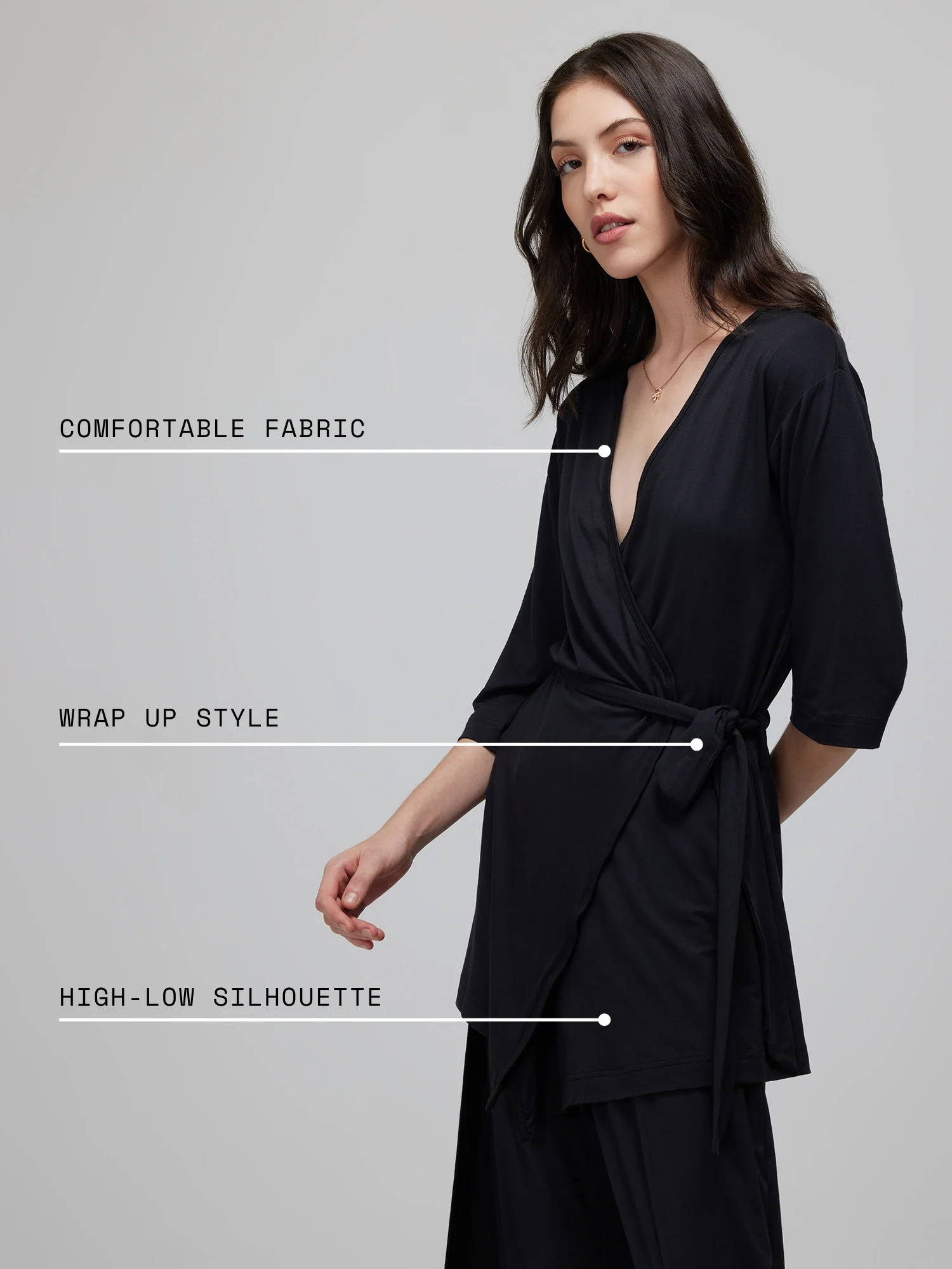 Black Ease Wrap Top - Image 4