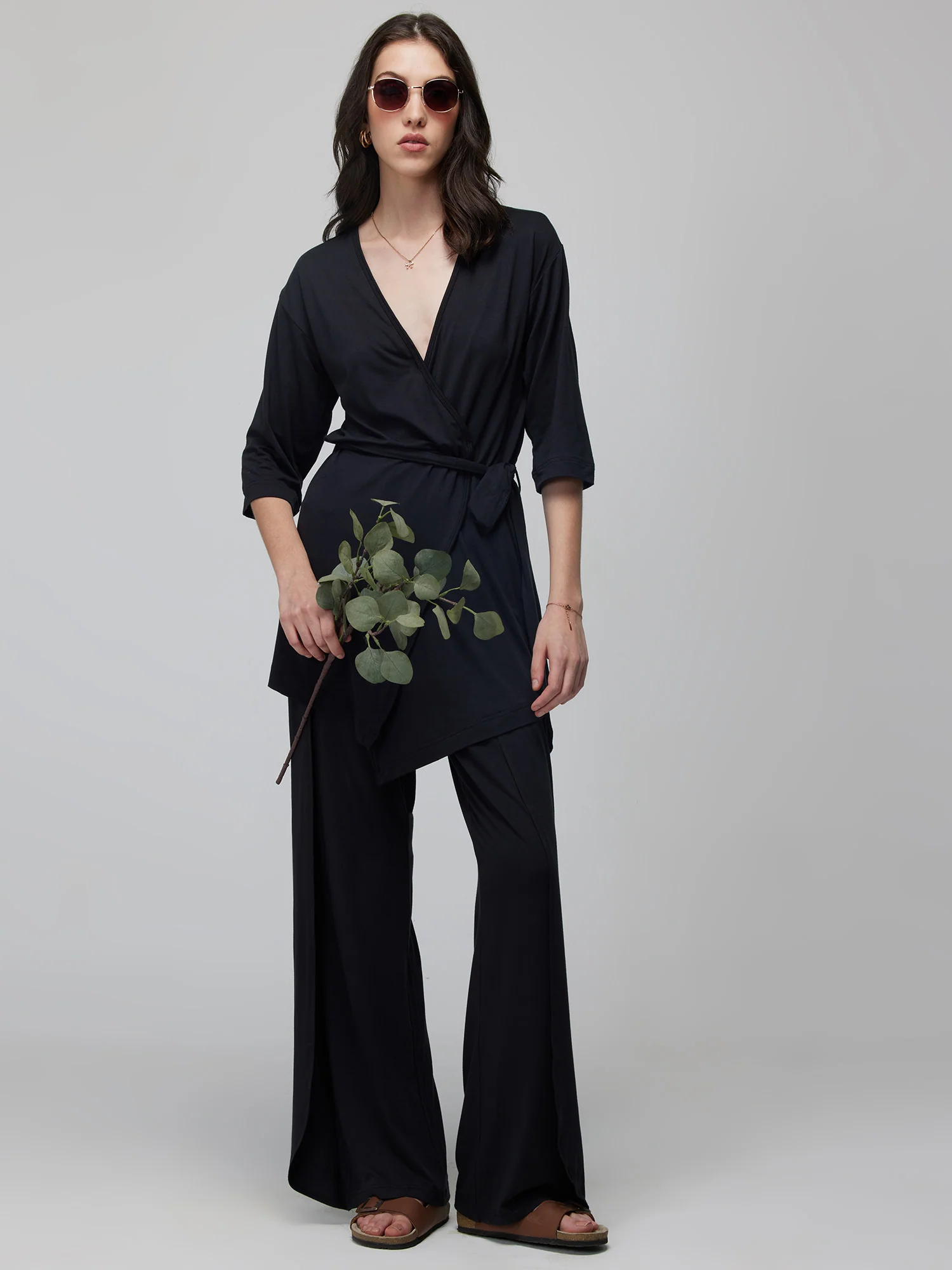 Black Ease Wrap Top - Image 9