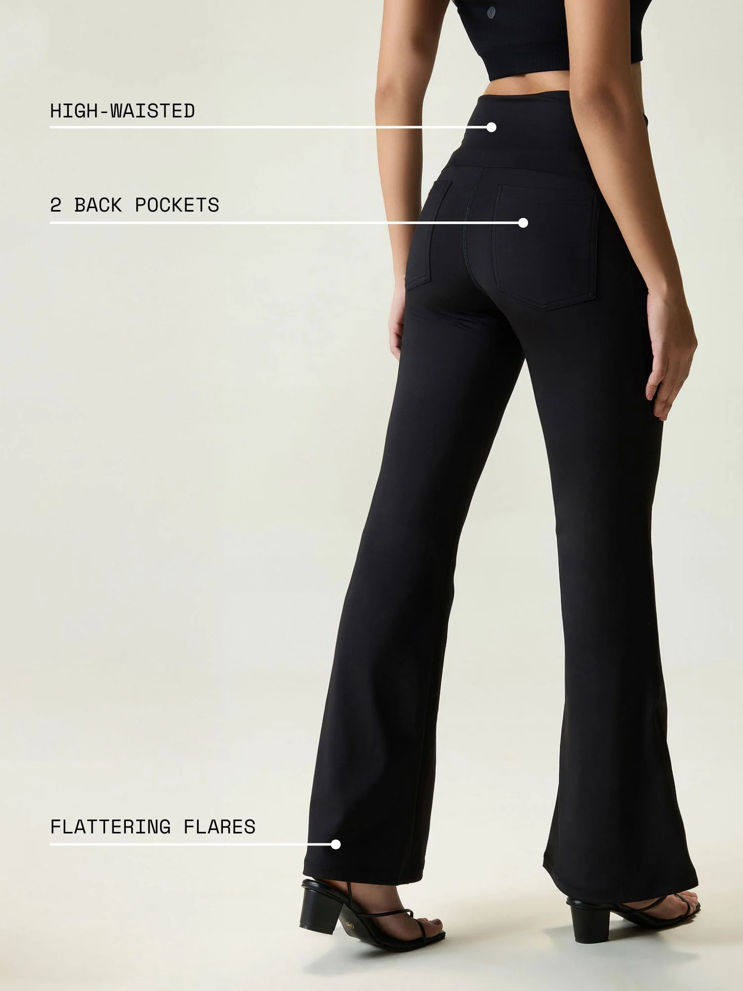 Black Foldover Flare Pants - Image 4