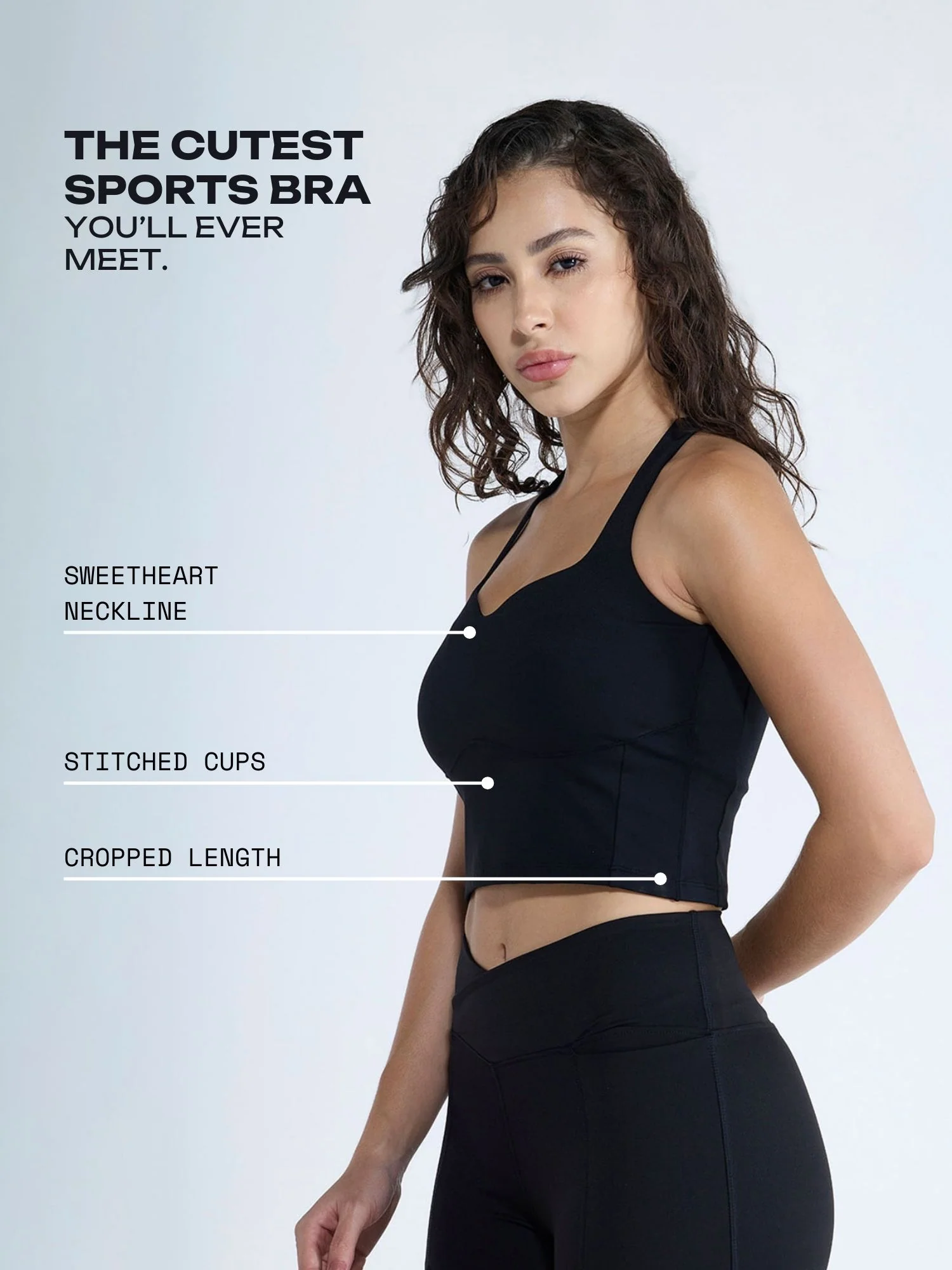 Black Heartline Sports Bra - Image 3