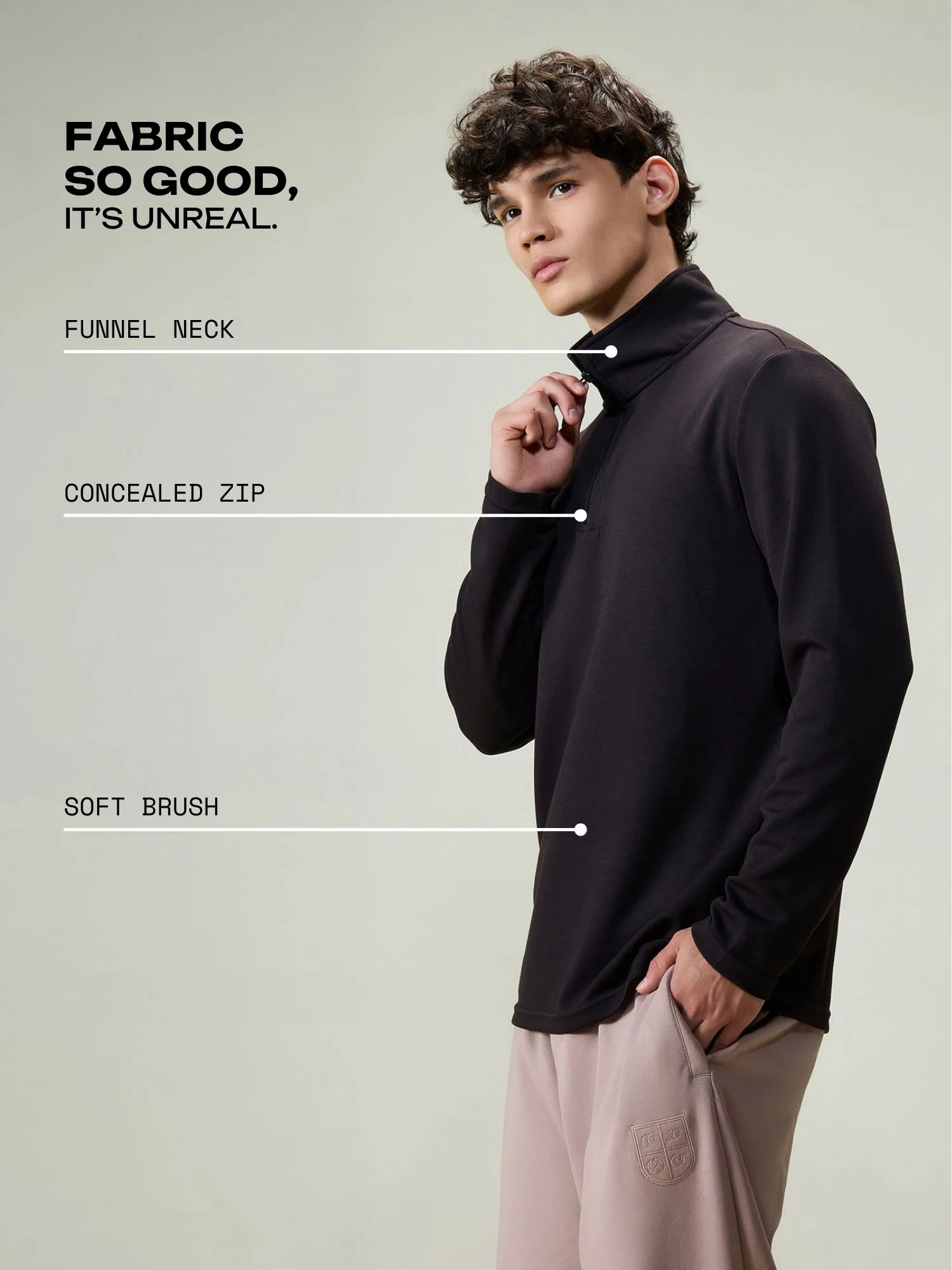 Black Modal Quarter Zip - Image 3