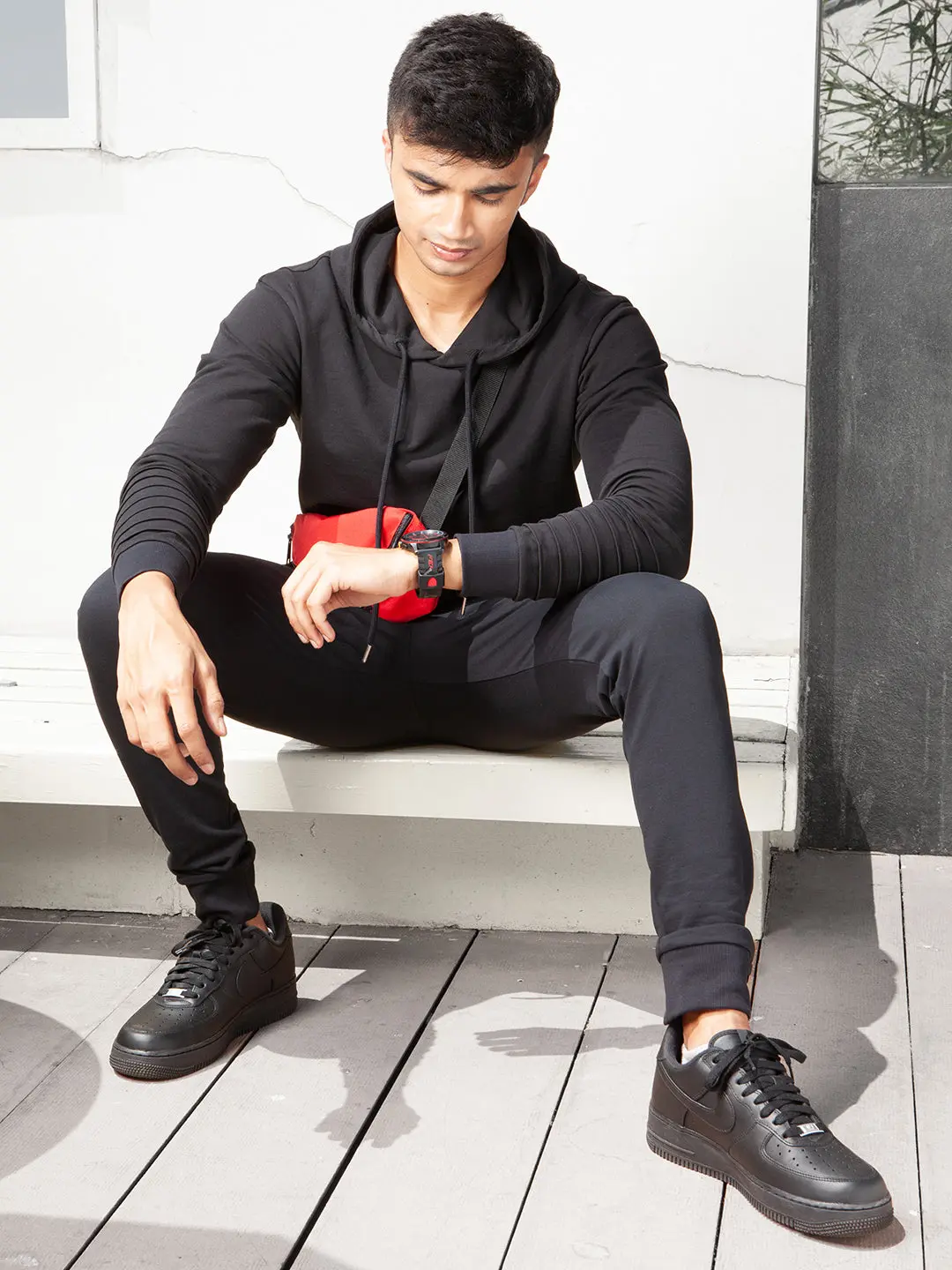 Black Pinstripe Hoodie - Image 7