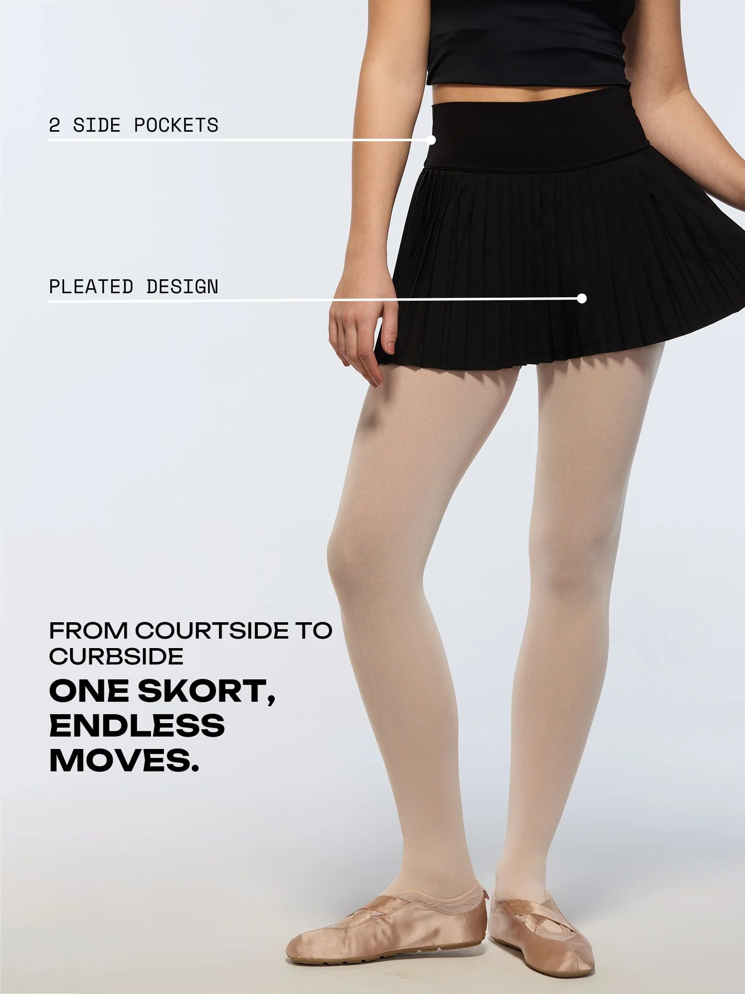 Black Plie Pleated Skort - Image 3