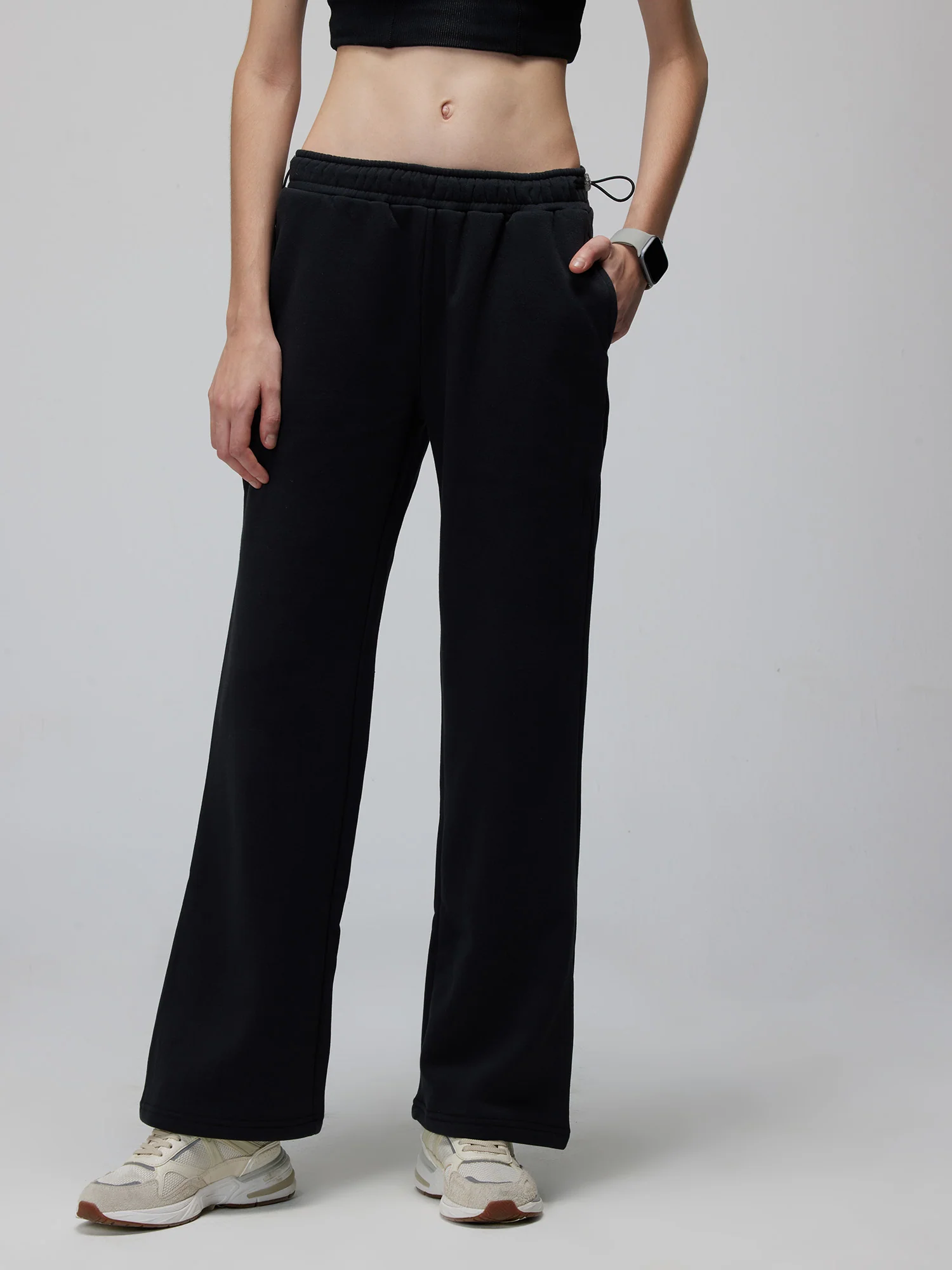 Black Relaxed Wide Leg Pants - Image 3