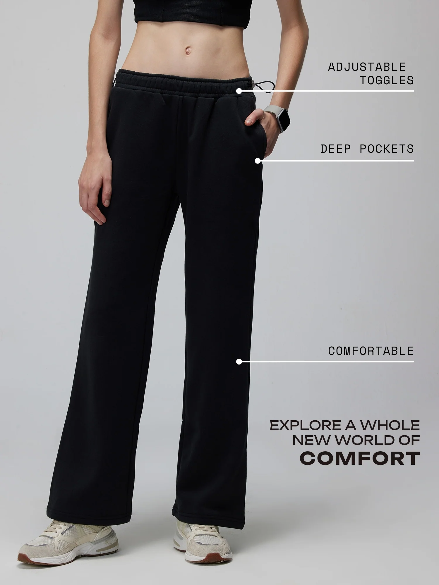 Black Relaxed Wide Leg Pants - Image 4