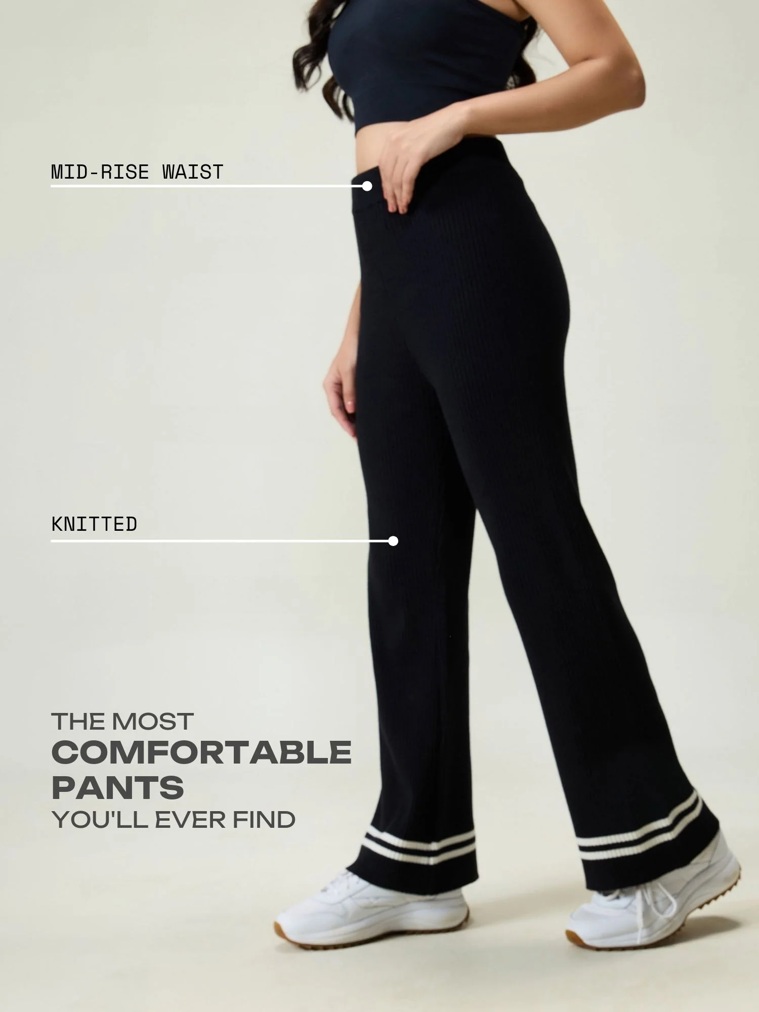 Black Rib-knit Trousers - Image 3