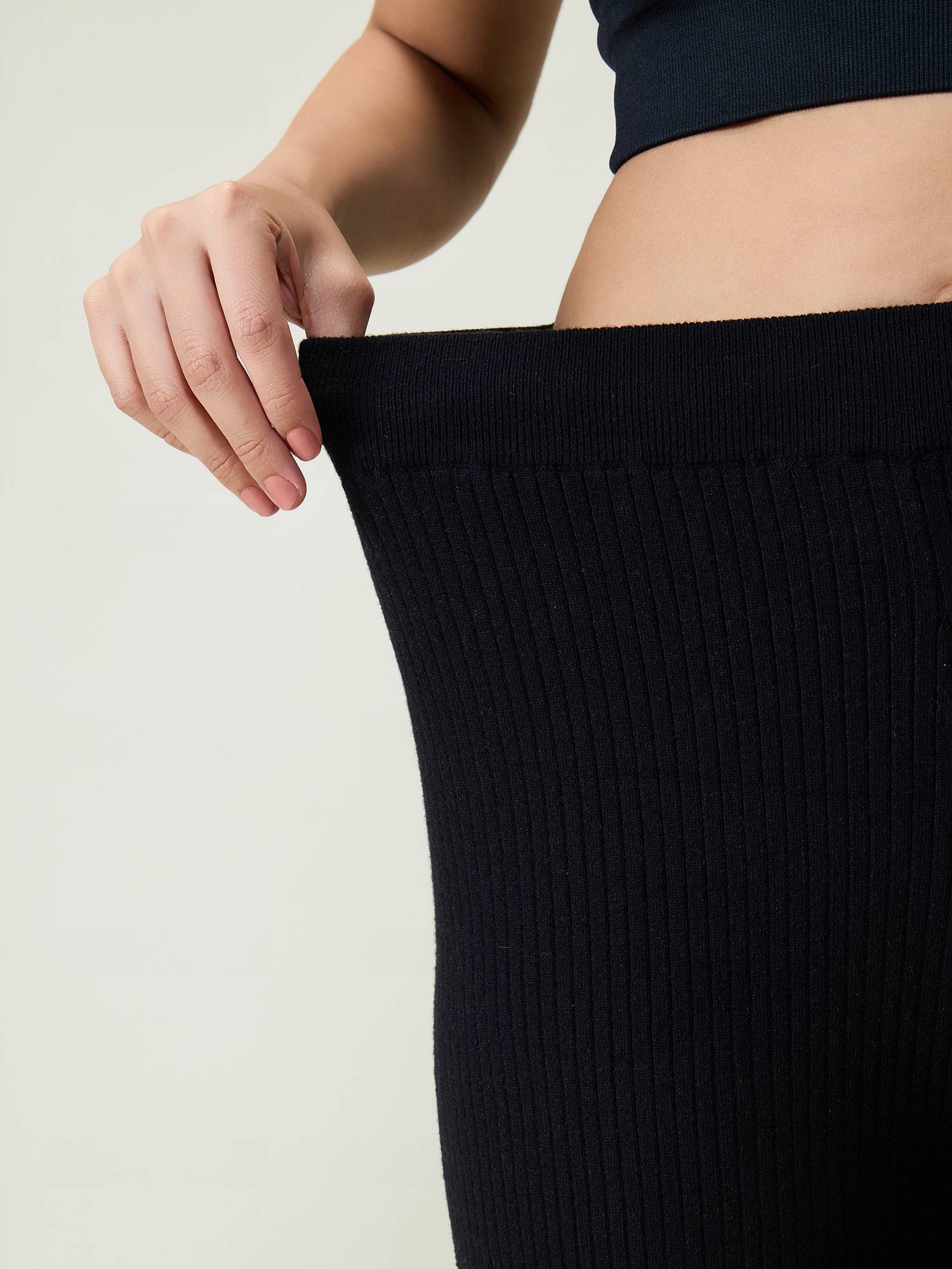Black Rib-knit Trousers - Image 6