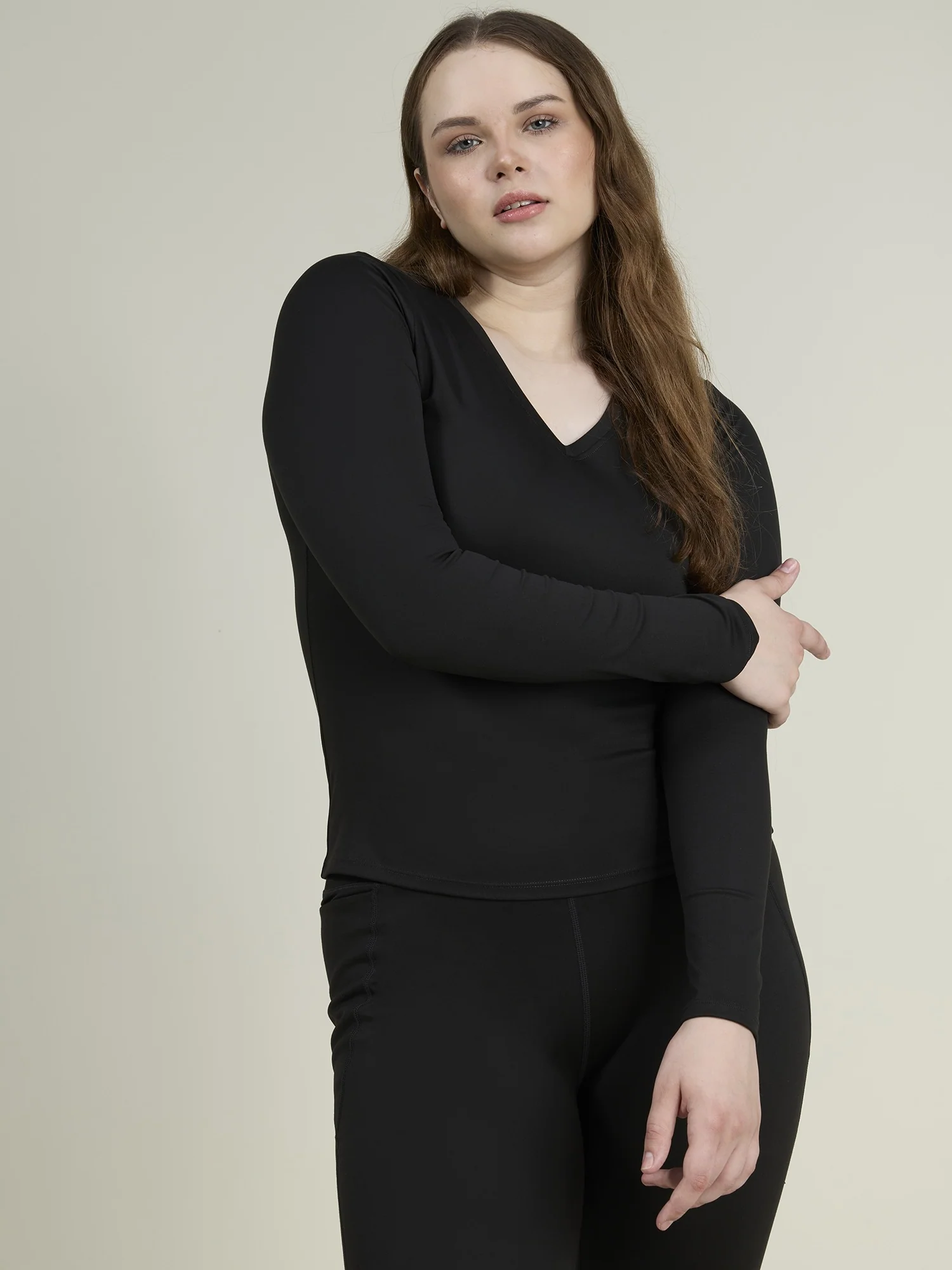 Black Sculpt V-Neck Top - Image 5