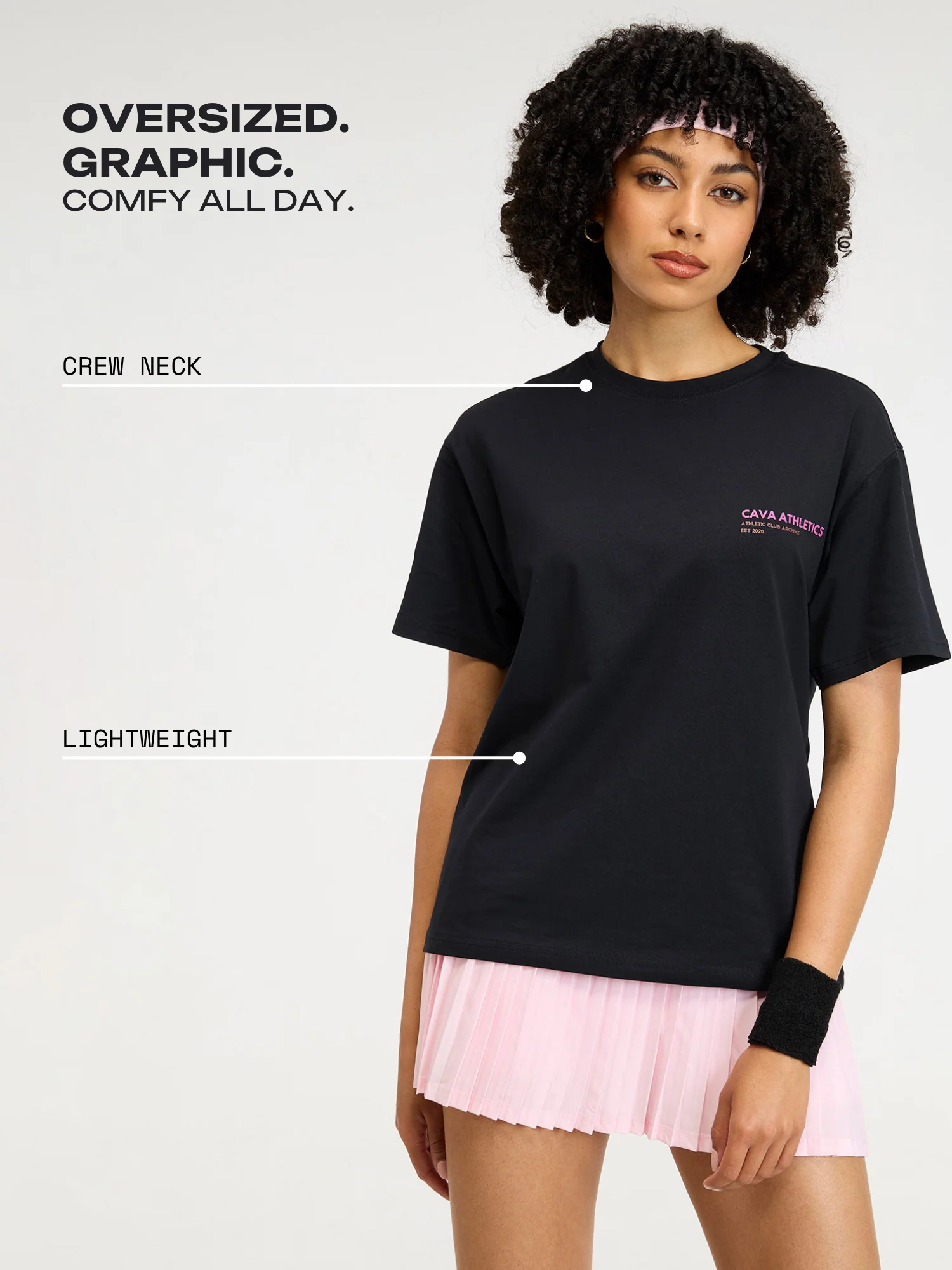 Black Serve Side Oversized Printed Tee - Women - Image 3